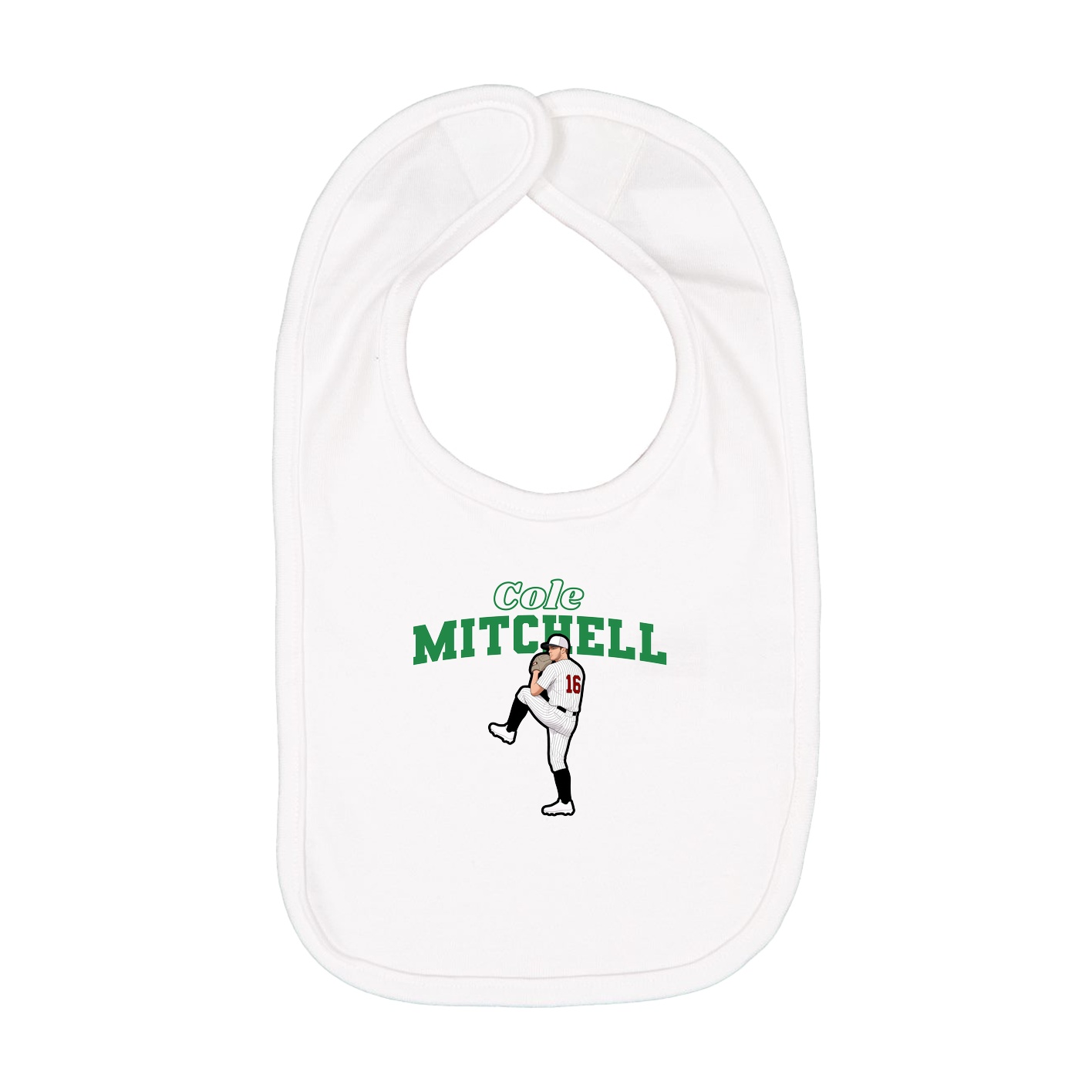 Infant Bib — Name Arch in White