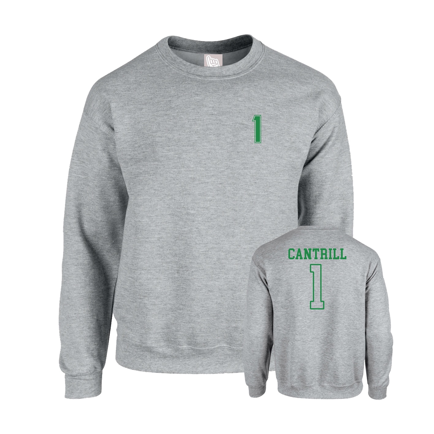 Fleece Crew — Chest Back in Grey
