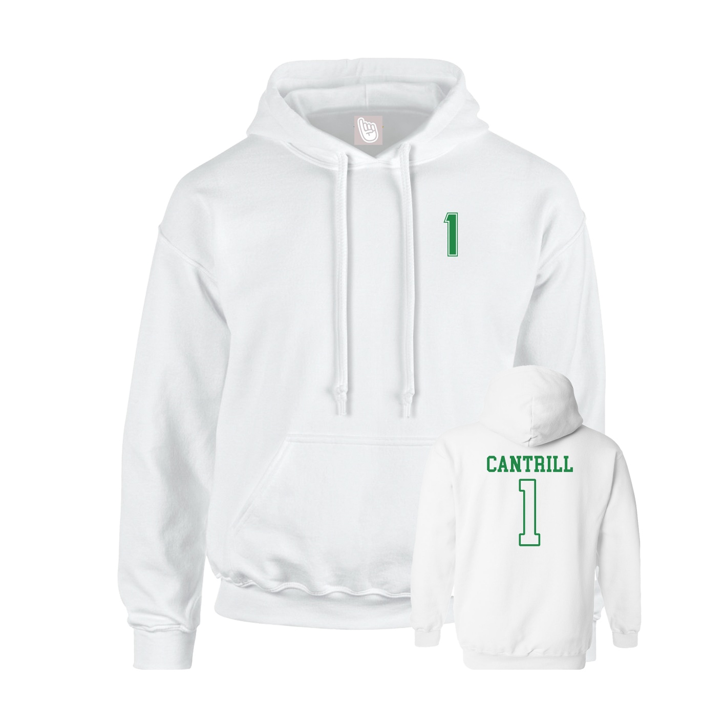 Youth Hoodie — Chest Back in White