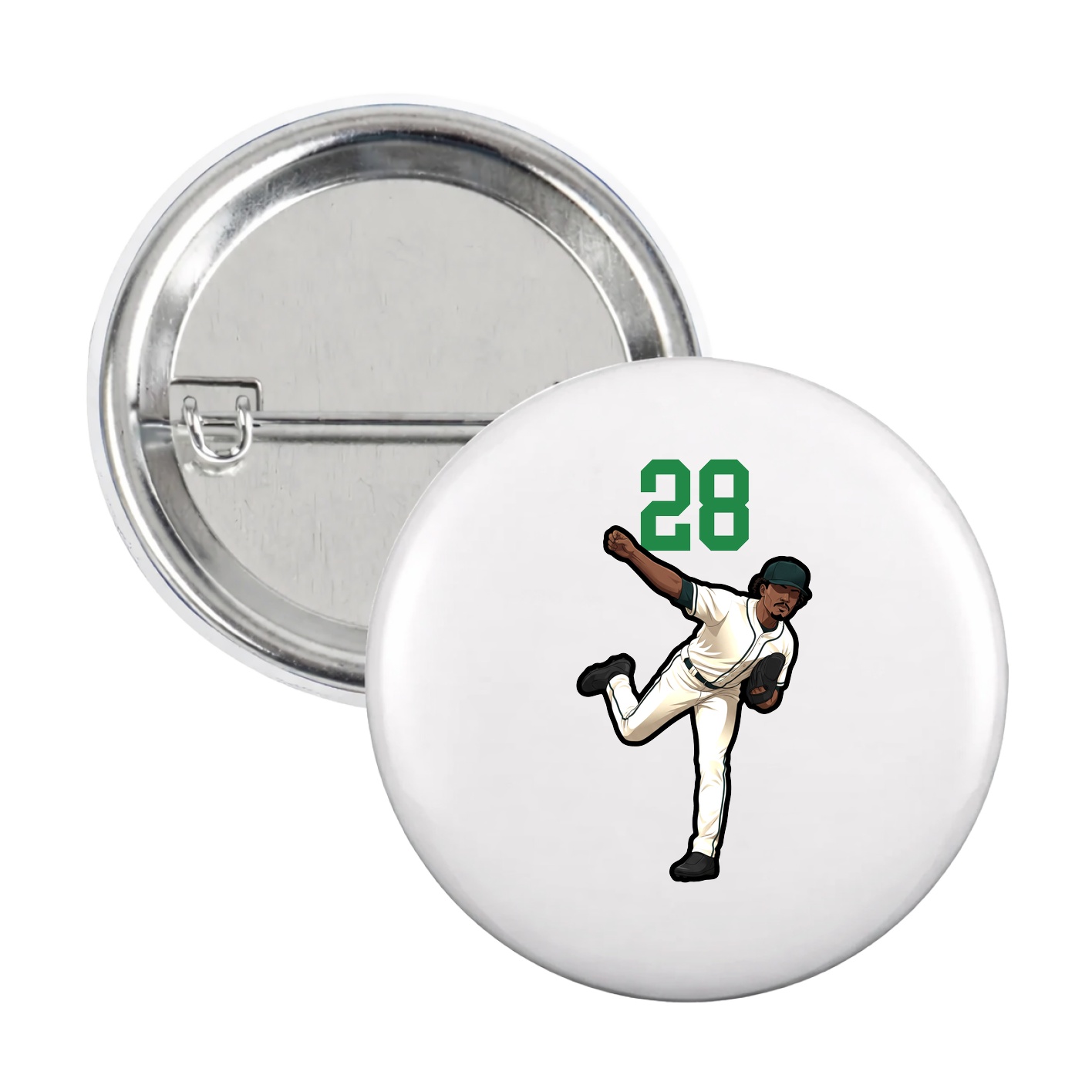 Game Day Button — Number Top in White