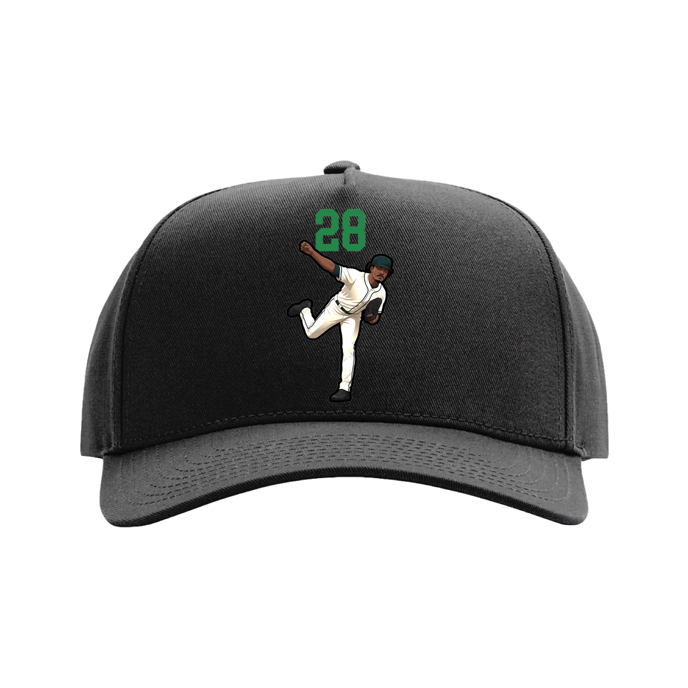 Full Fabric Five-Panel Champ Cap — Number Top in Black