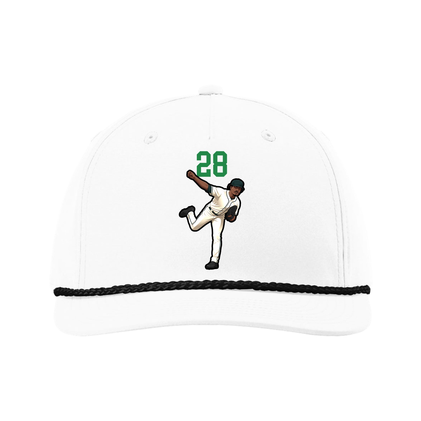 Five-Panel Classic Rope Cap — Number Top in White
