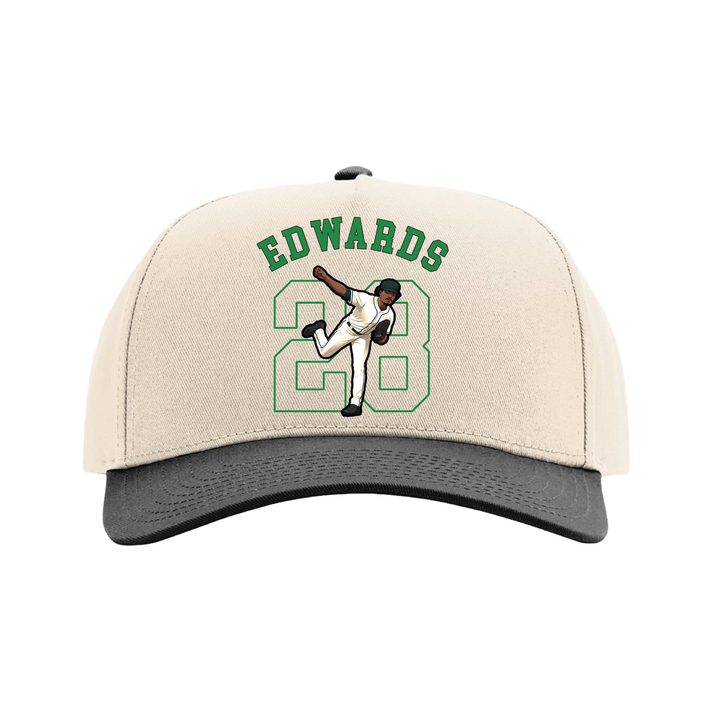 Full Fabric Five-Panel Champ Cap — Shirsey Arch in Cream/Black