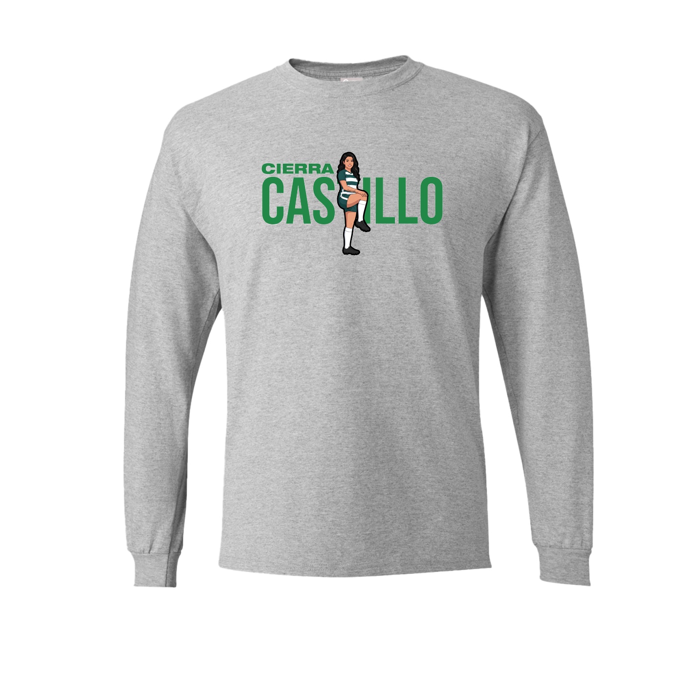 Long Sleeve Tee — Player Name in Grey