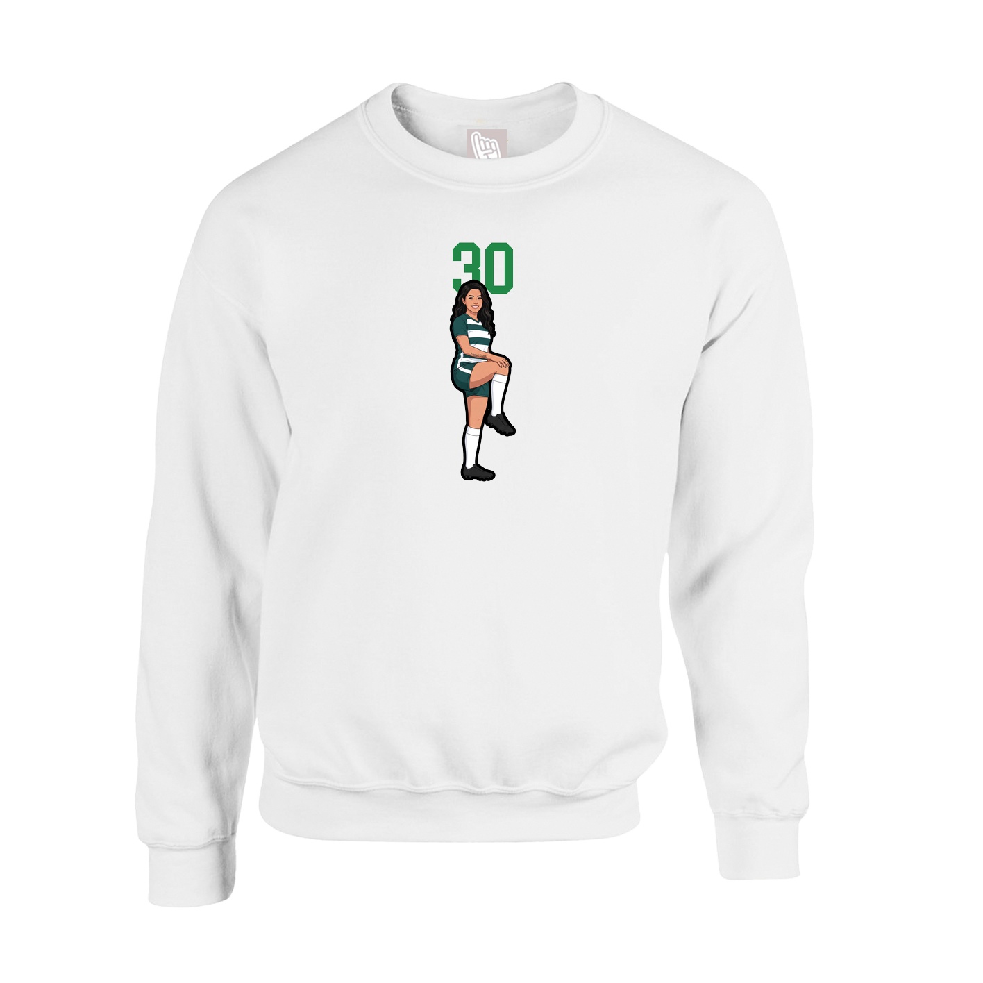 Fleece Crew — Number Top in White
