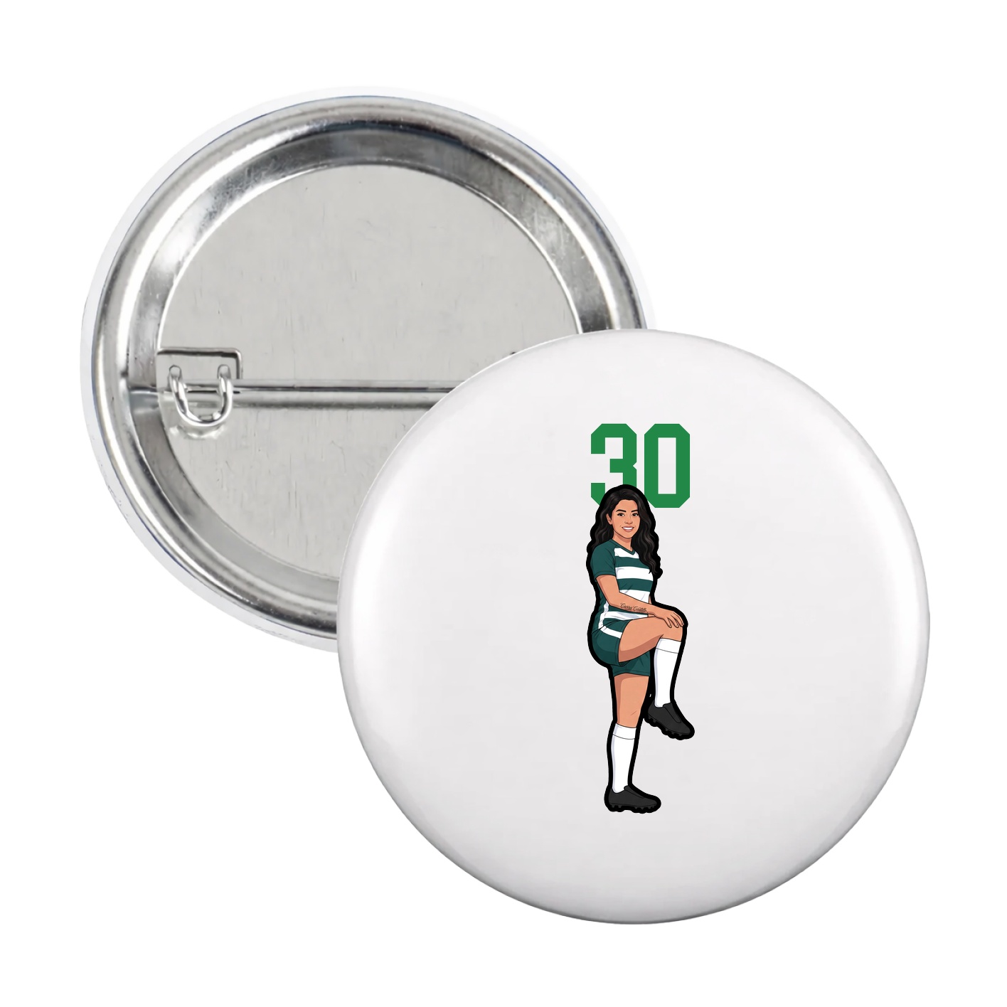 Game Day Button — Number Top in White