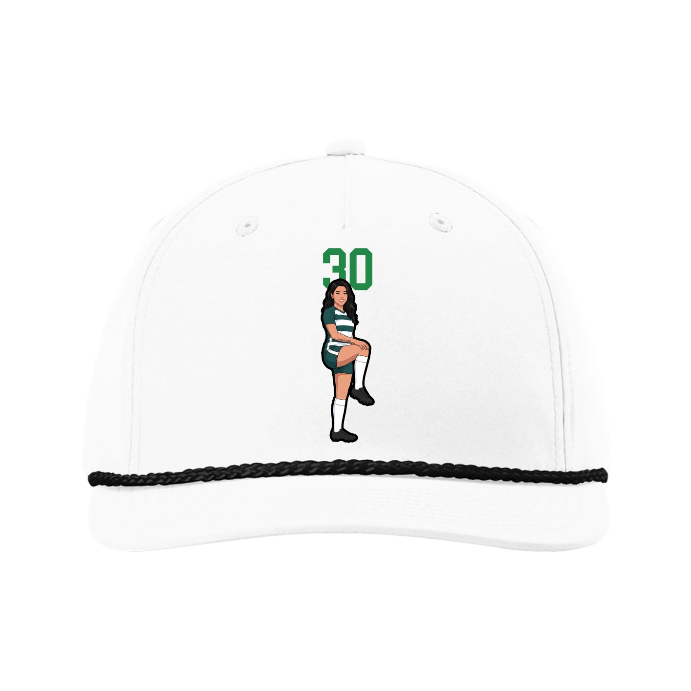 Five-Panel Classic Rope Cap — Number Top in White