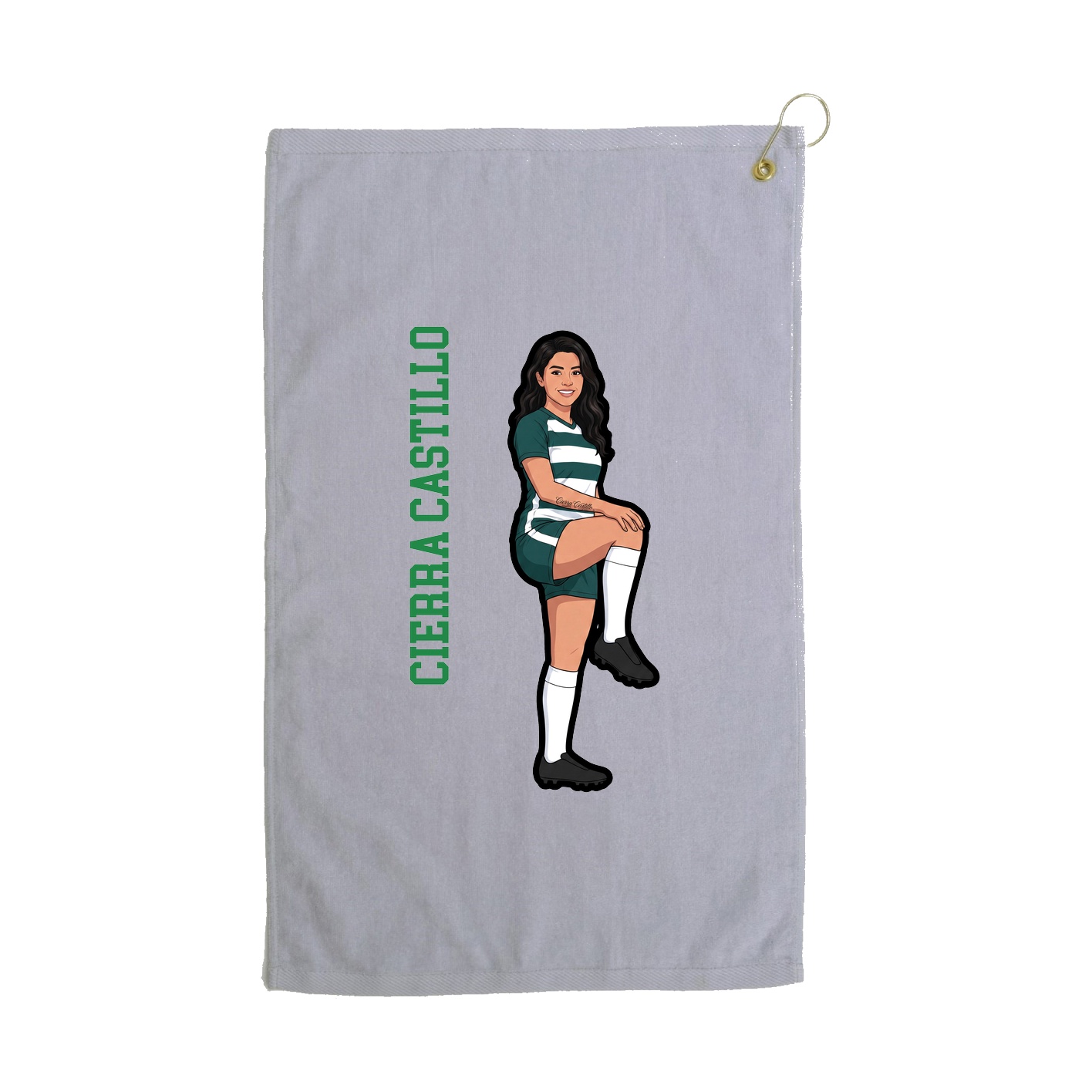 Golf Towel — Name Vertical in Grey