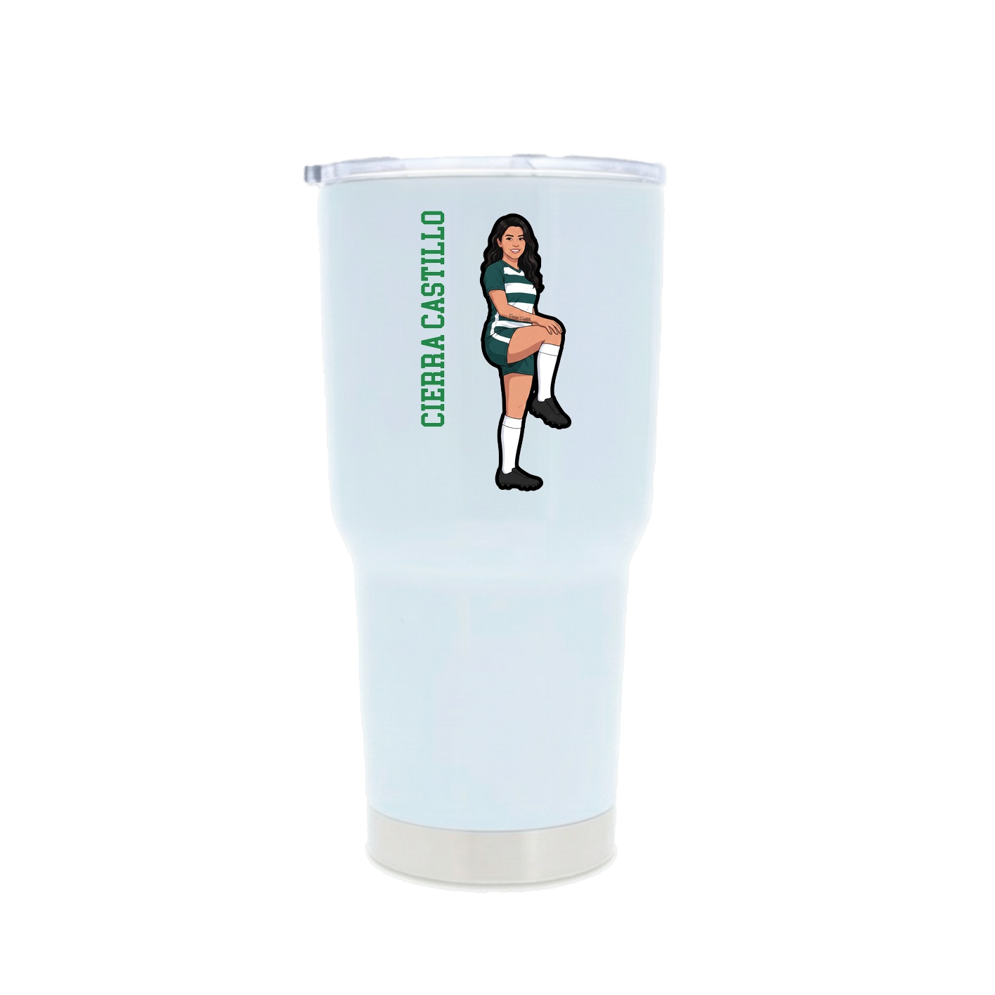 30oz Stainless Steel Tumbler — Name Vertical in White