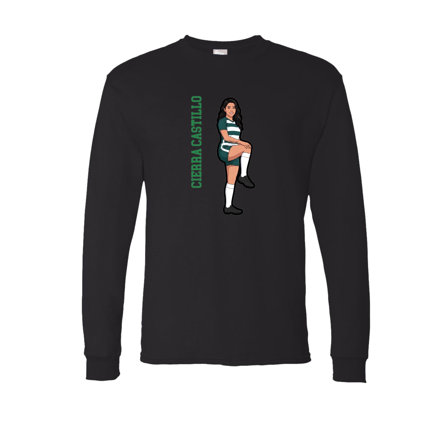 Long Sleeve Tee — Name Vertical in Black