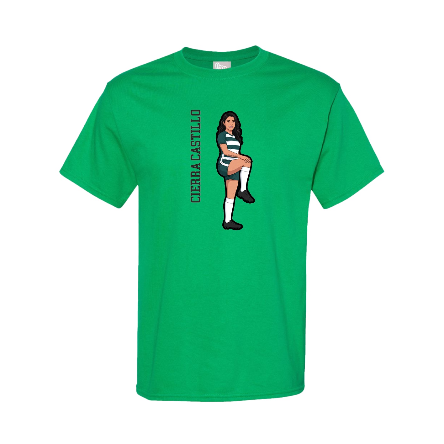 Youth Tee — Name Vertical in Green