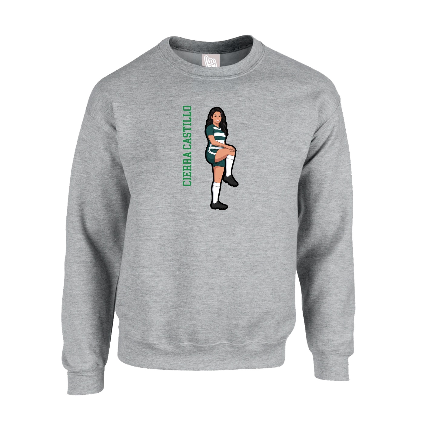 Fleece Crew — Name Vertical in Grey