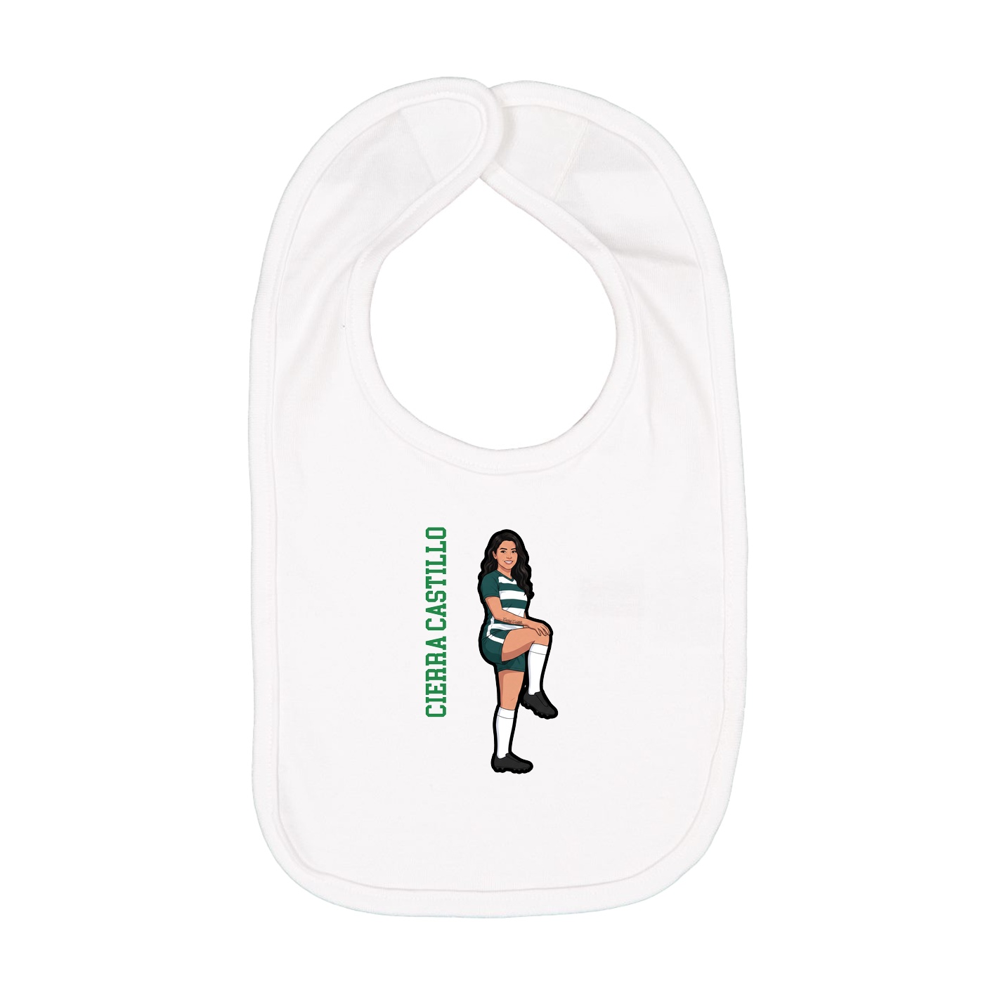 Infant Bib — Name Vertical in White