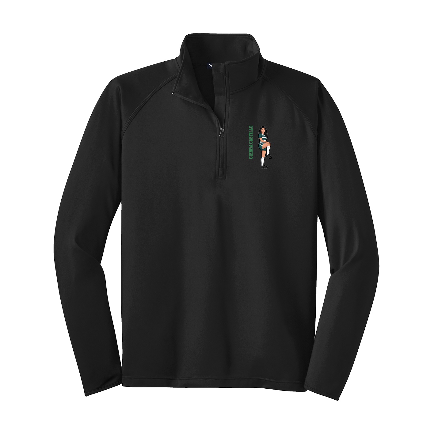 Q-Zip Pullover — Name Vertical in Black