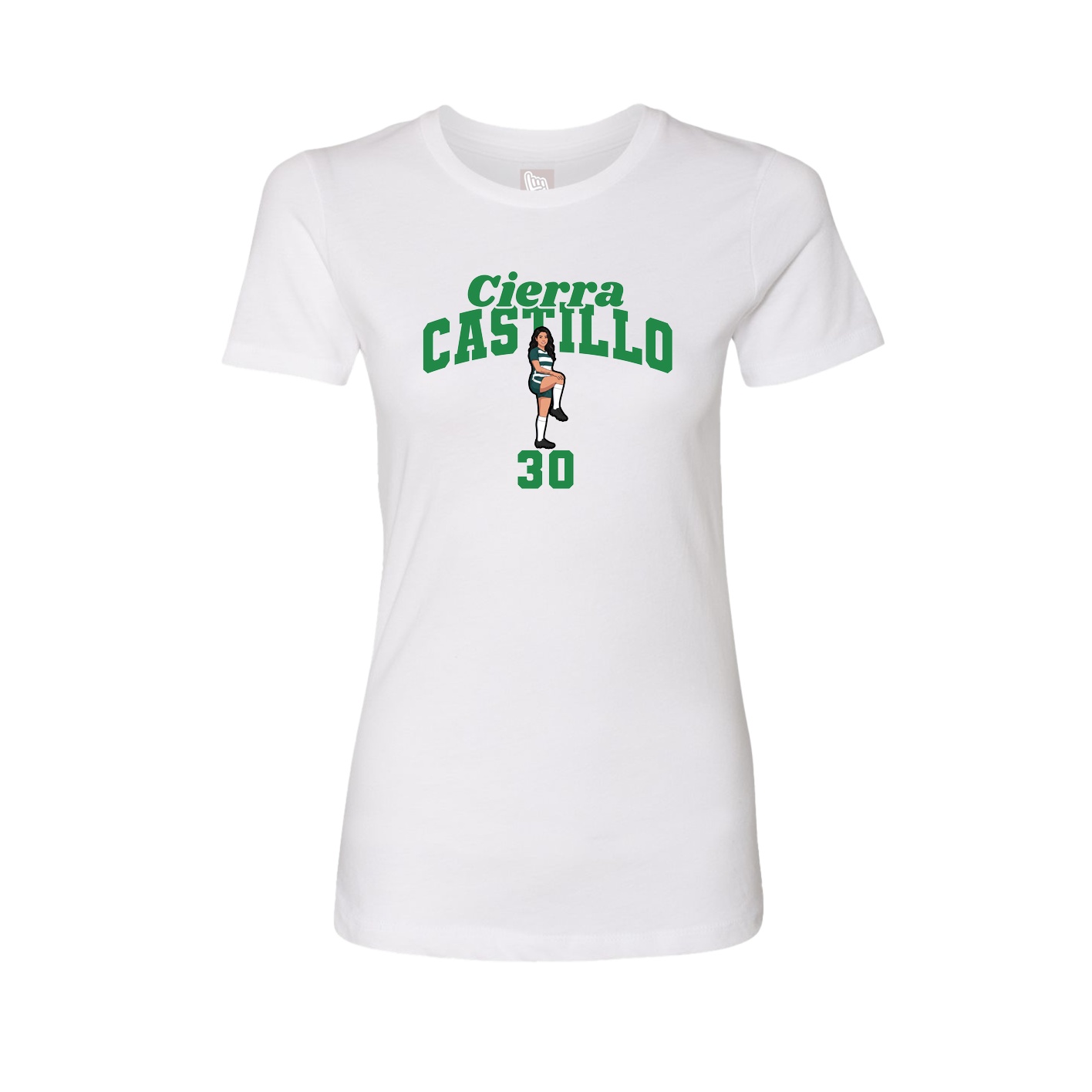 Fitted Women's Tee — Signature Arch in White