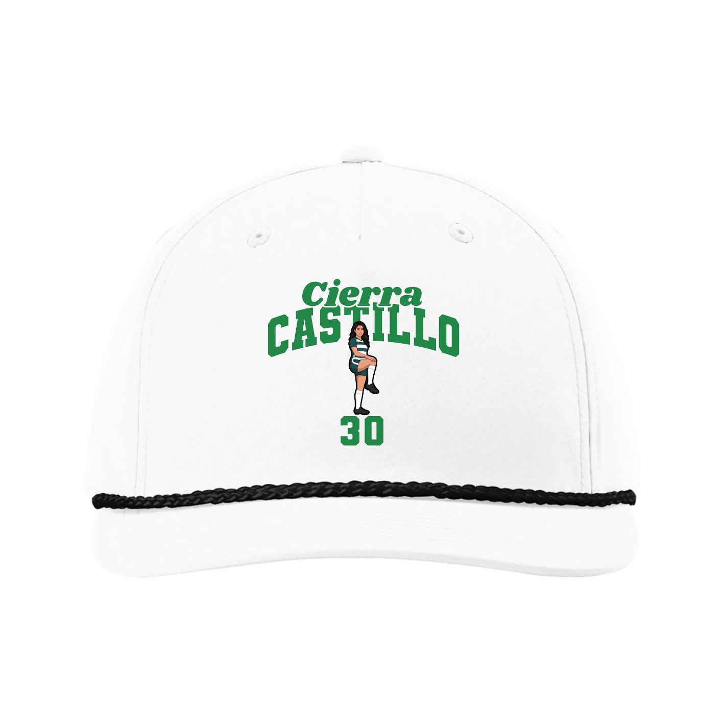 Five-Panel Classic Rope Cap — Signature Arch in White
