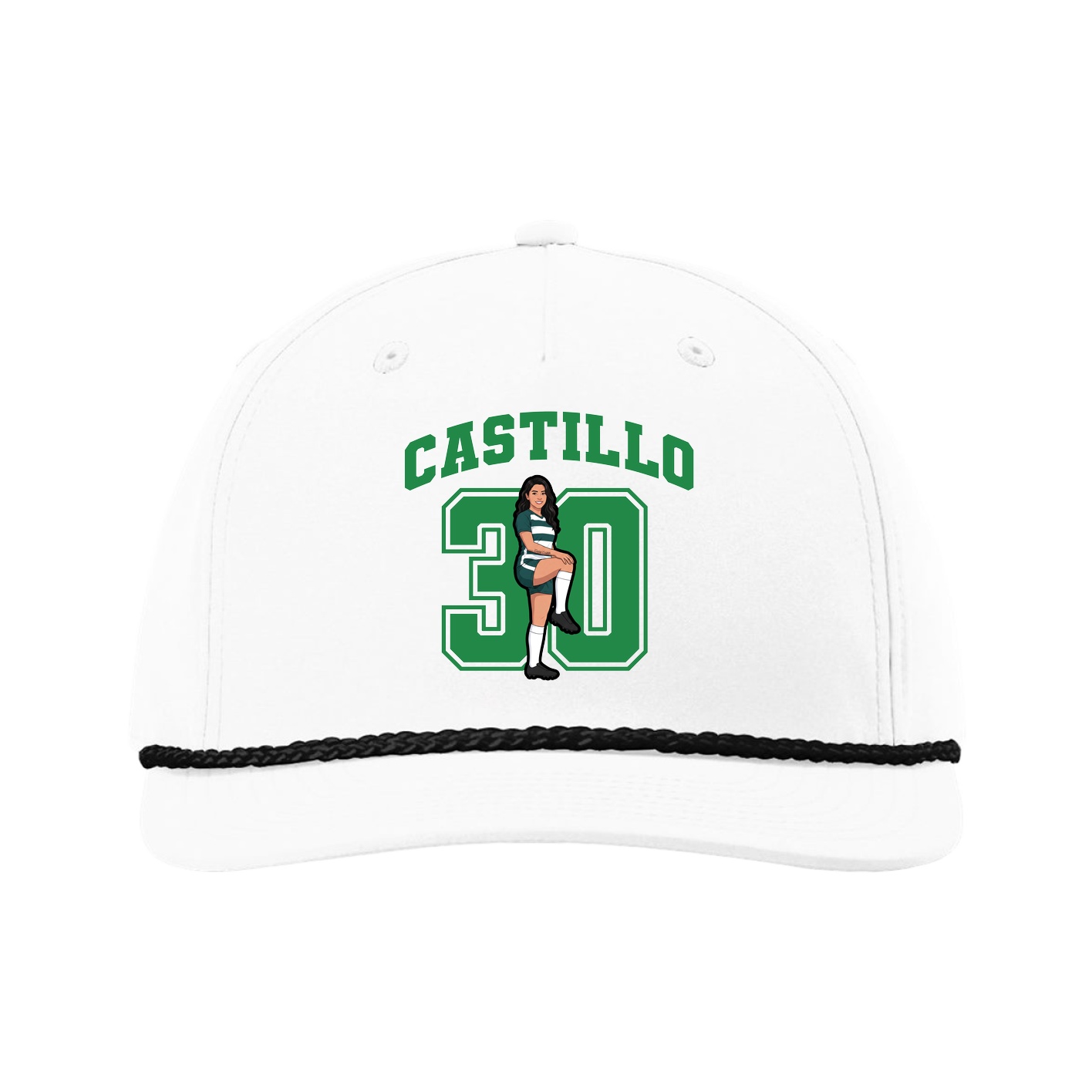 Five-Panel Classic Rope Cap — Number in White