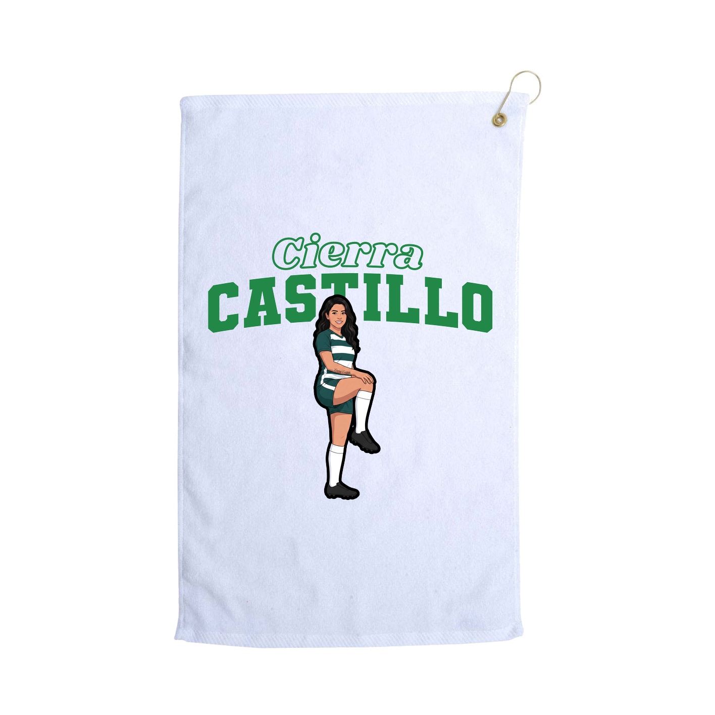 Golf Towel — Name Arch in White