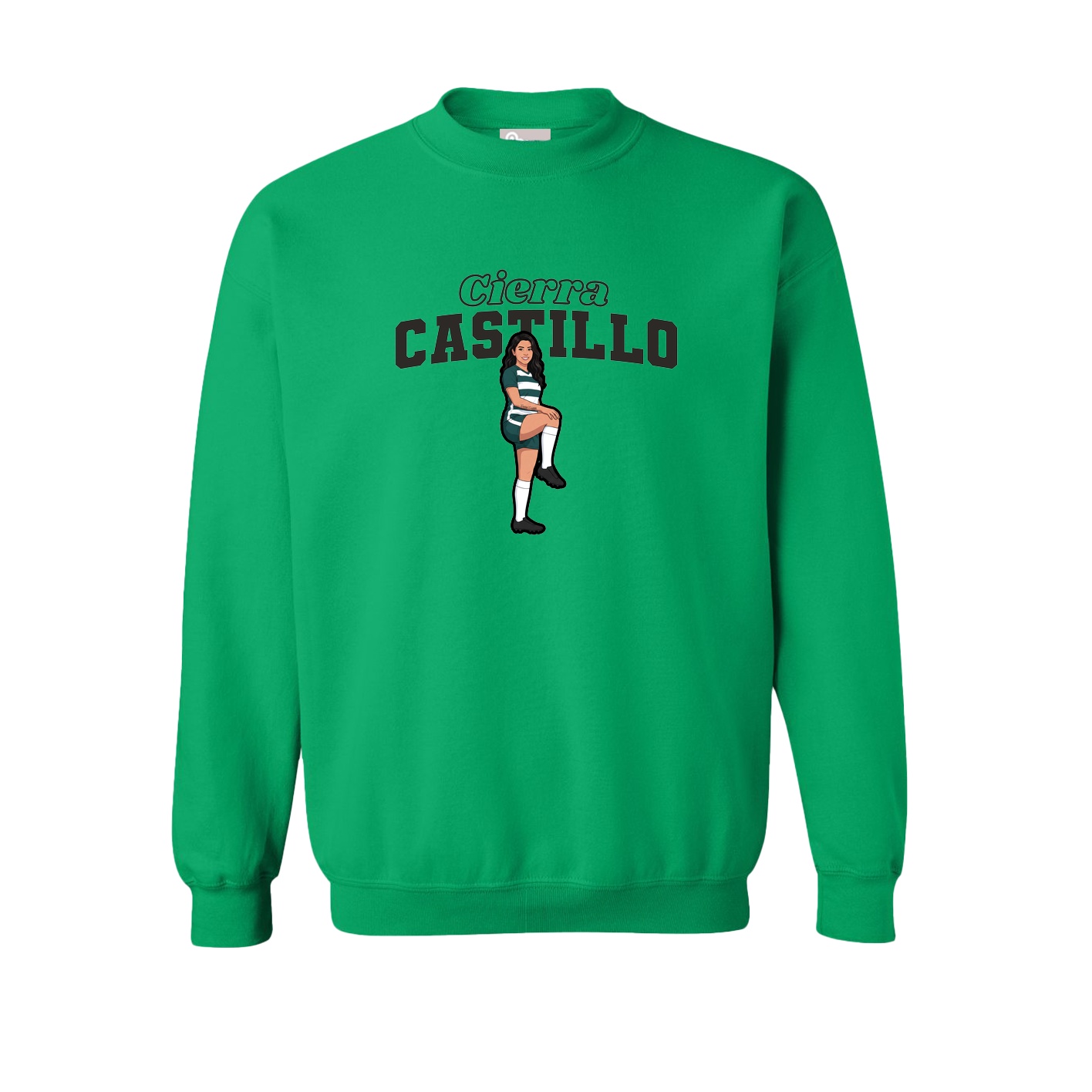 Fleece Crew — Name Arch in Green