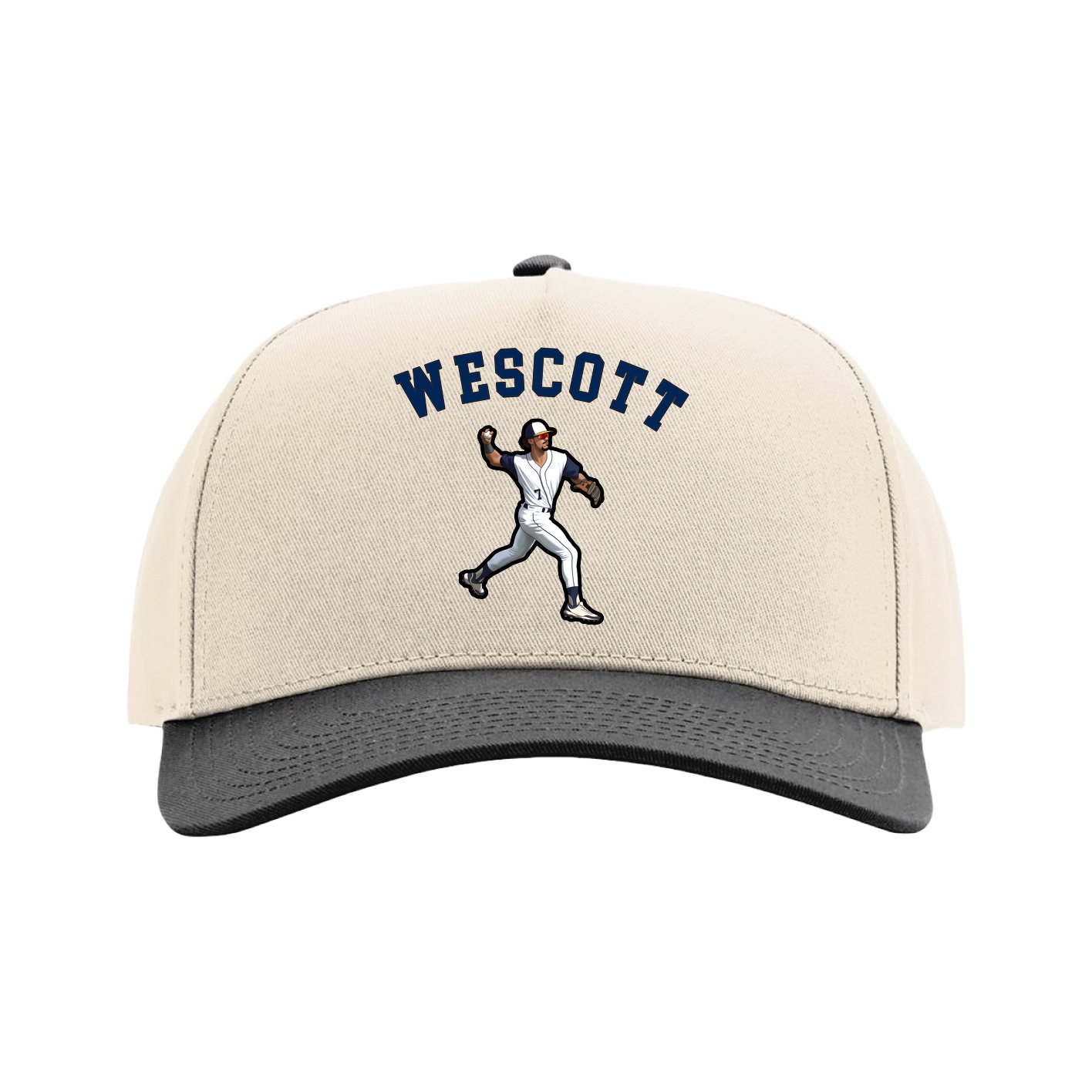 Full Fabric Five-Panel Champ Cap — Shirsey Arch in Cream/Black