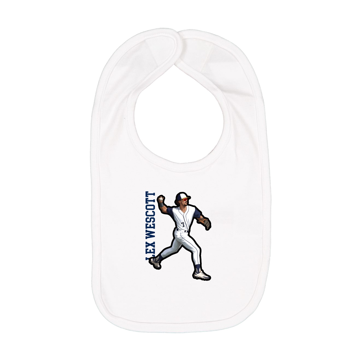 Infant Bib — Name Vertical in White