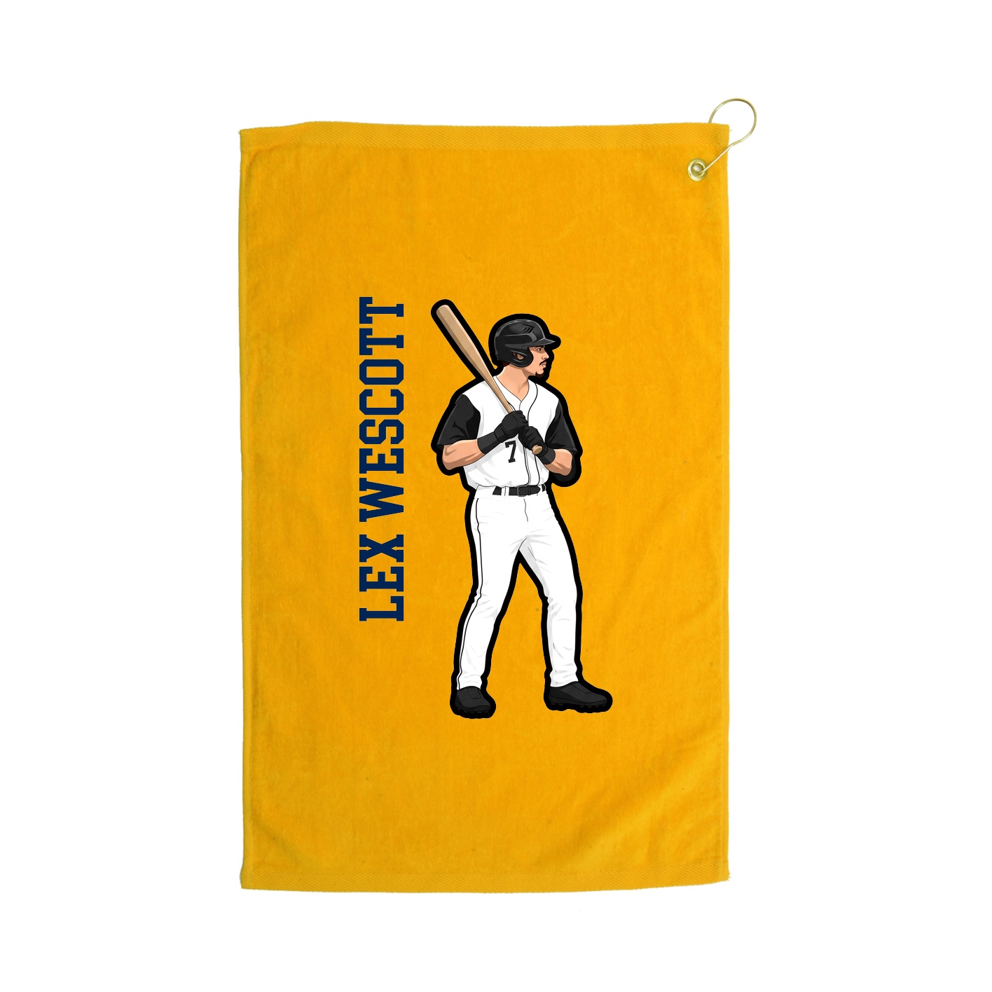 Golf Towel — Name Vertical in Gold
