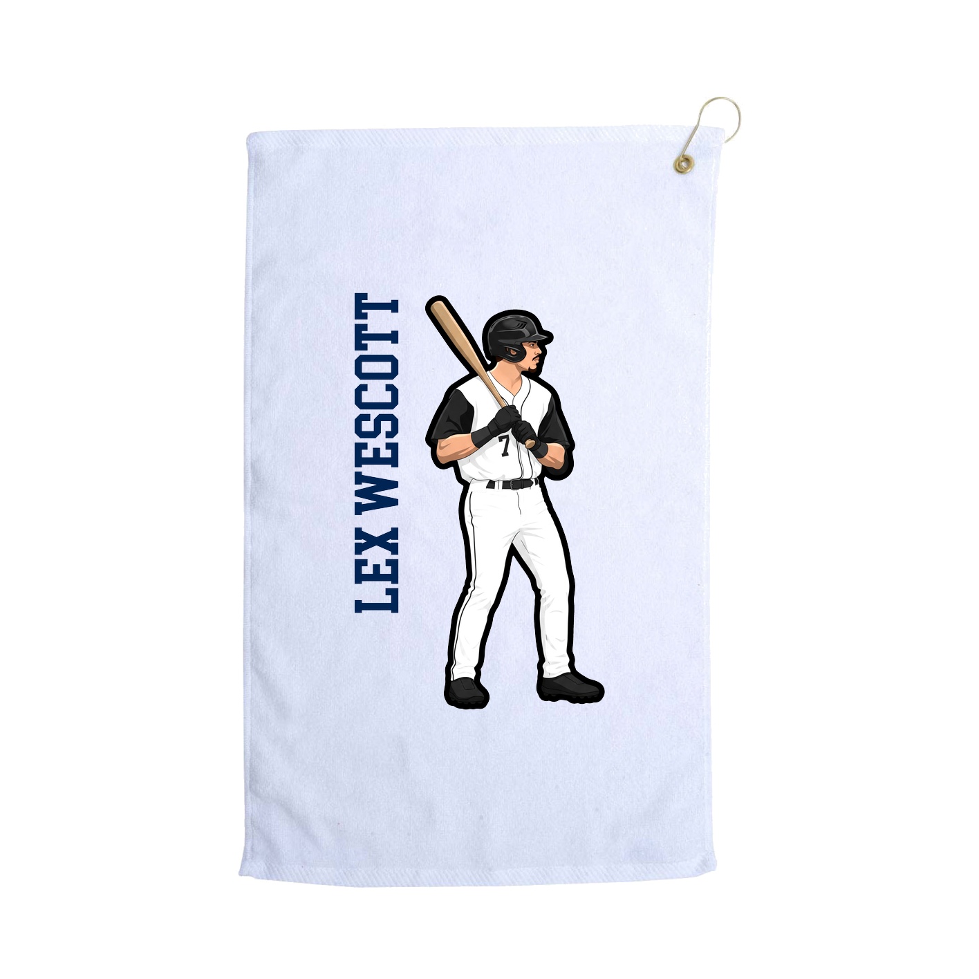 Golf Towel — Name Vertical in White