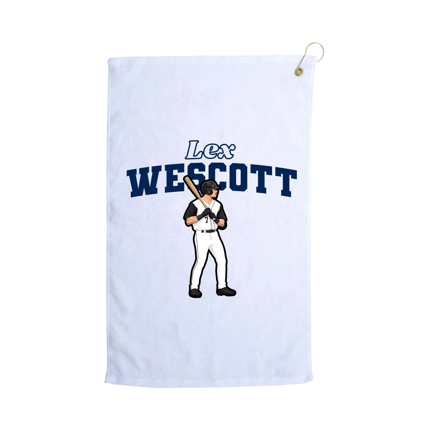 Golf Towel — Name Arch in White