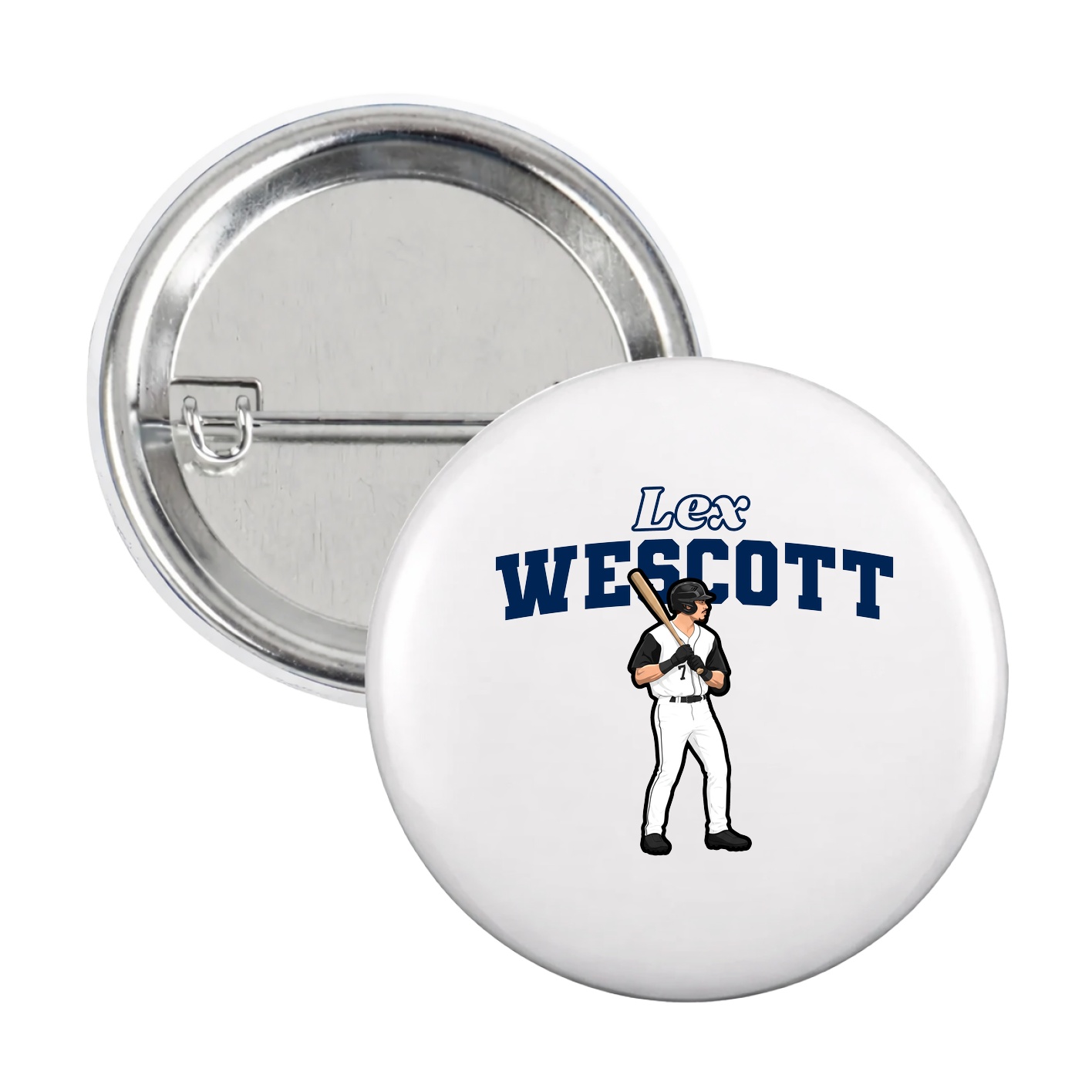 Game Day Button — Name Arch in White