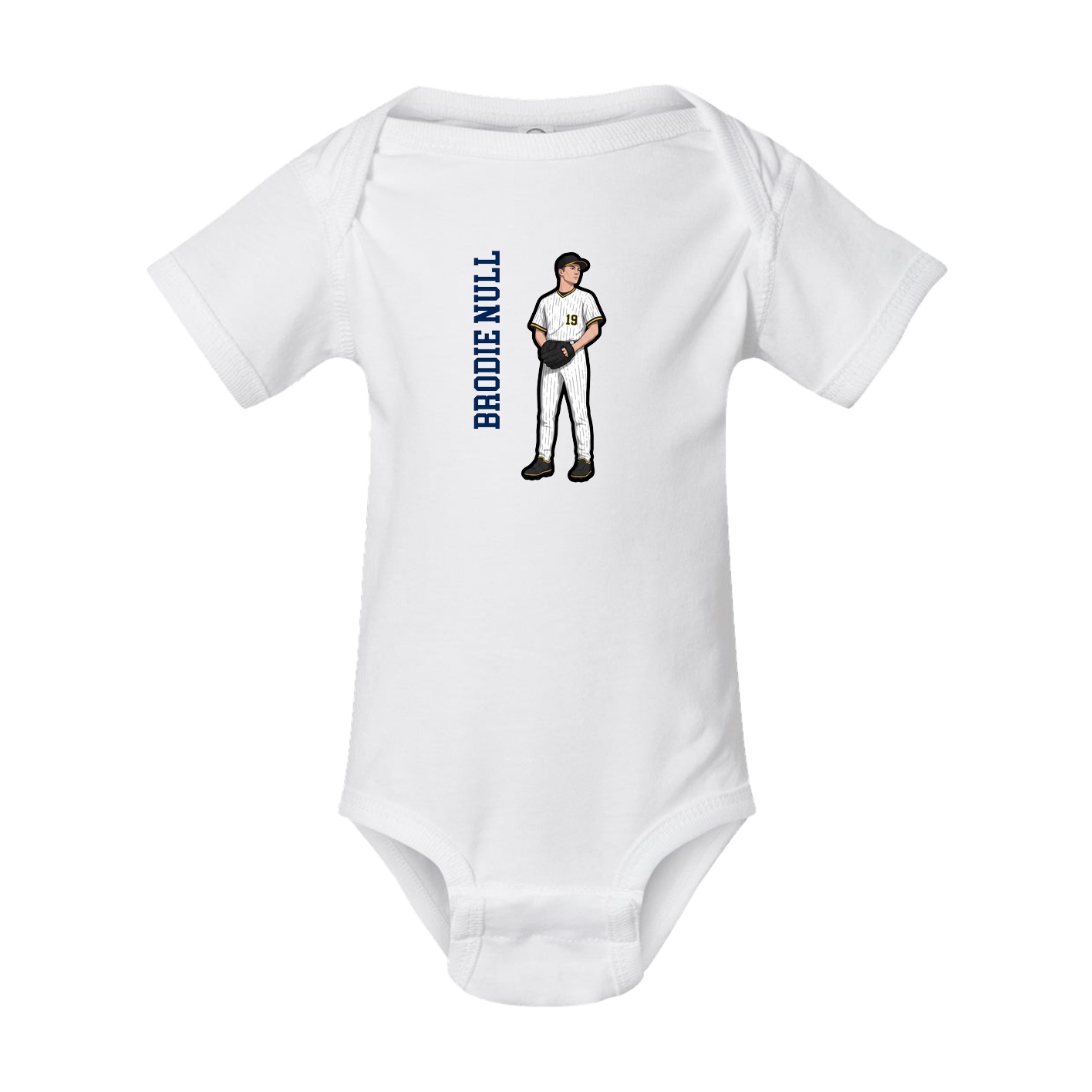 Baby Onesie — Name Vertical in White