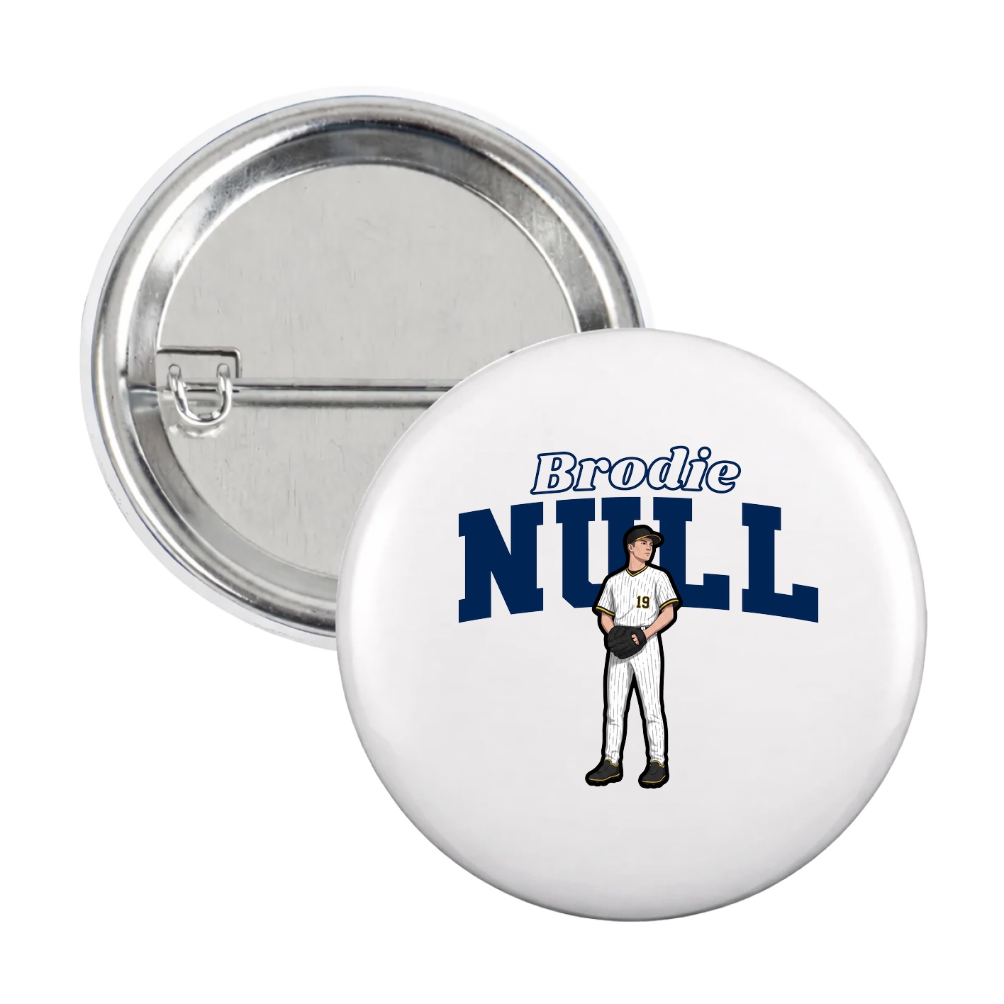 Game Day Button — Name Arch in White