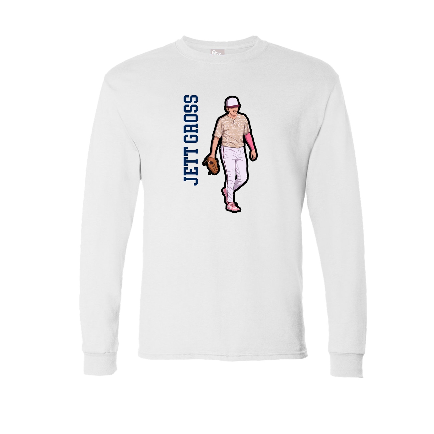 Long Sleeve Tee — Name Vertical in White