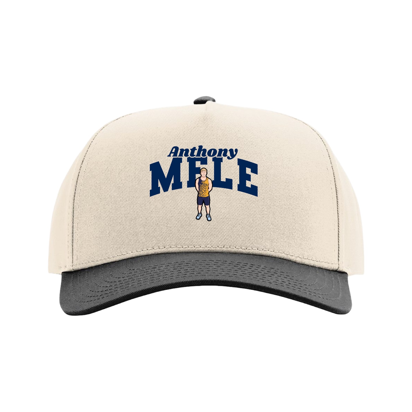 Full Fabric Five-Panel Champ Cap — Signature Arch in Cream/Black