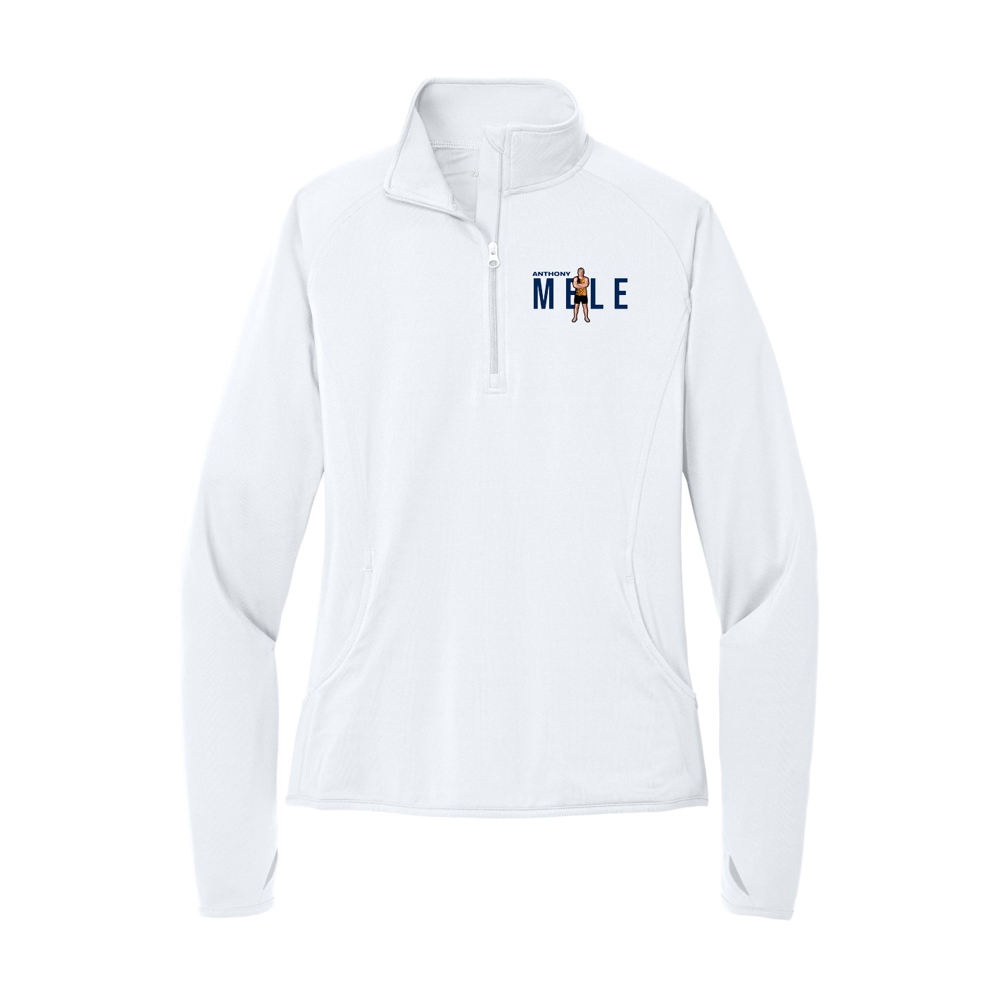 Women's Q-Zip Pullover — Player Name in White