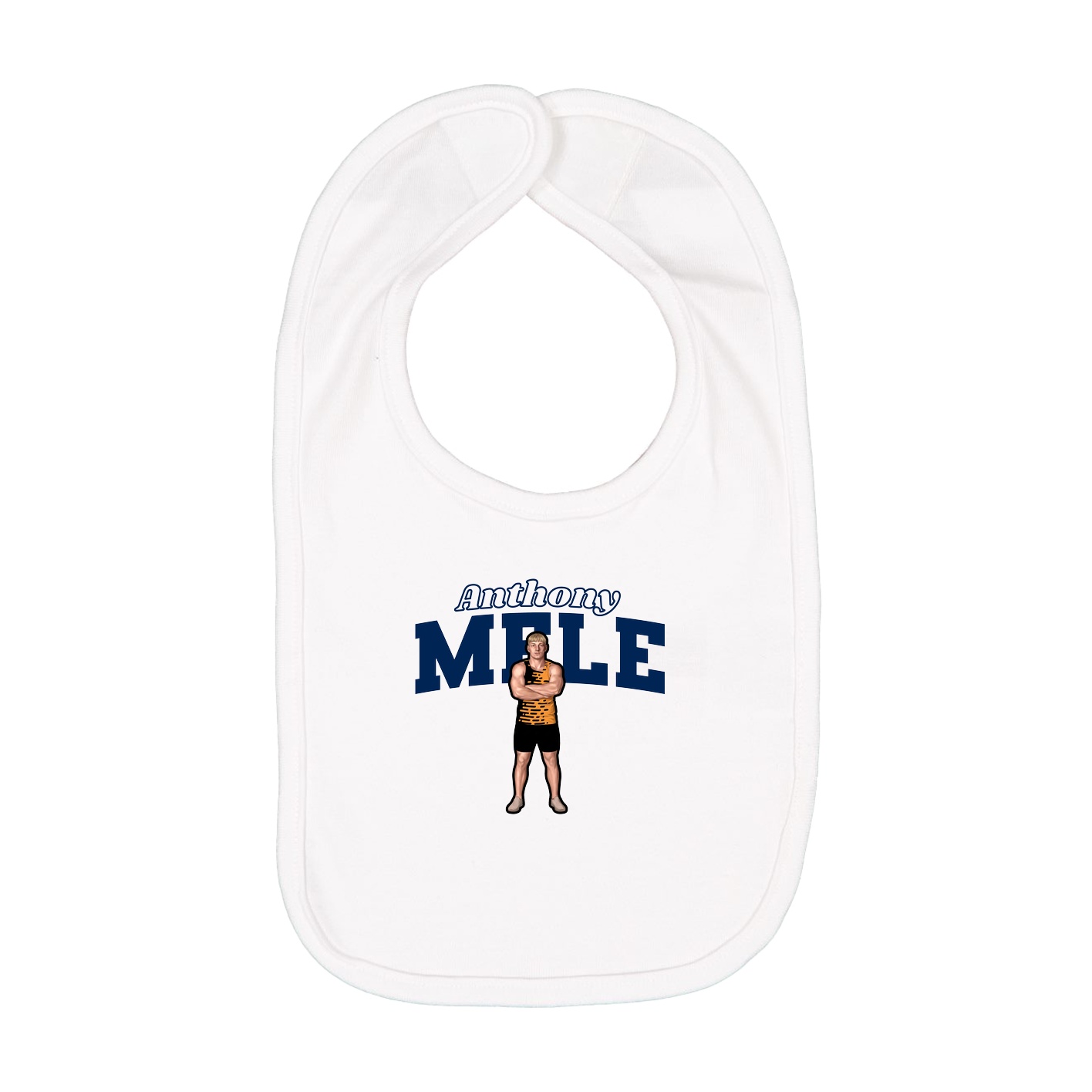Infant Bib — Name Arch in White