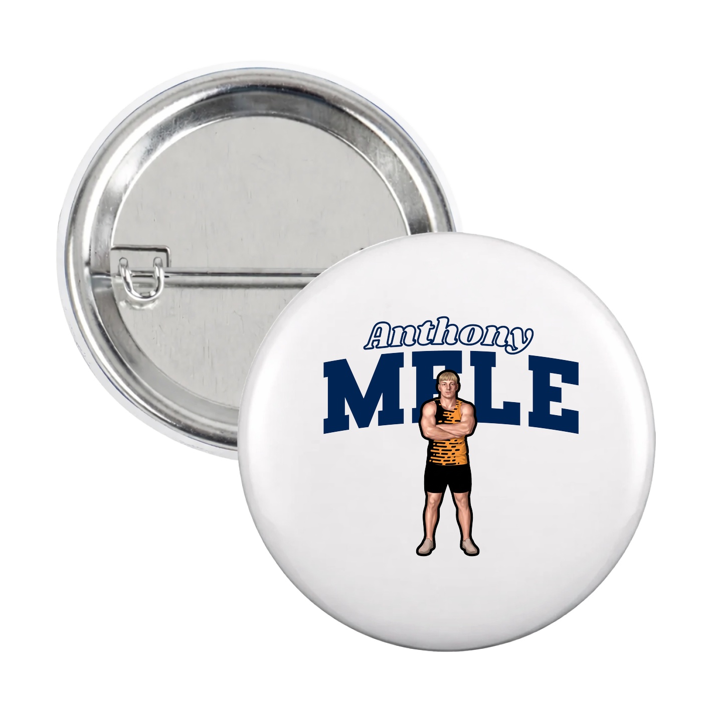 Game Day Button — Name Arch in White