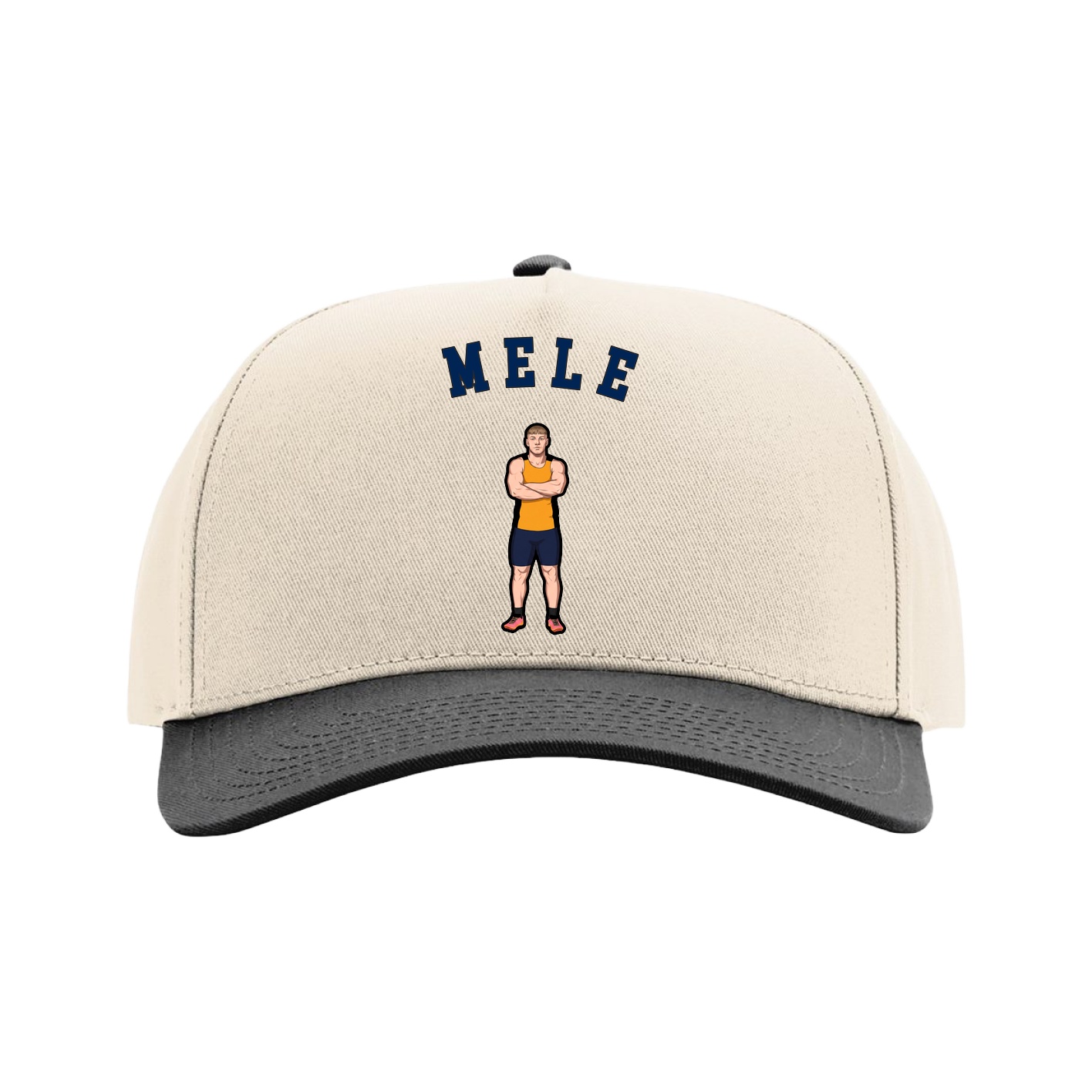 Full Fabric Five-Panel Champ Cap — Shirsey Arch in Cream/Black