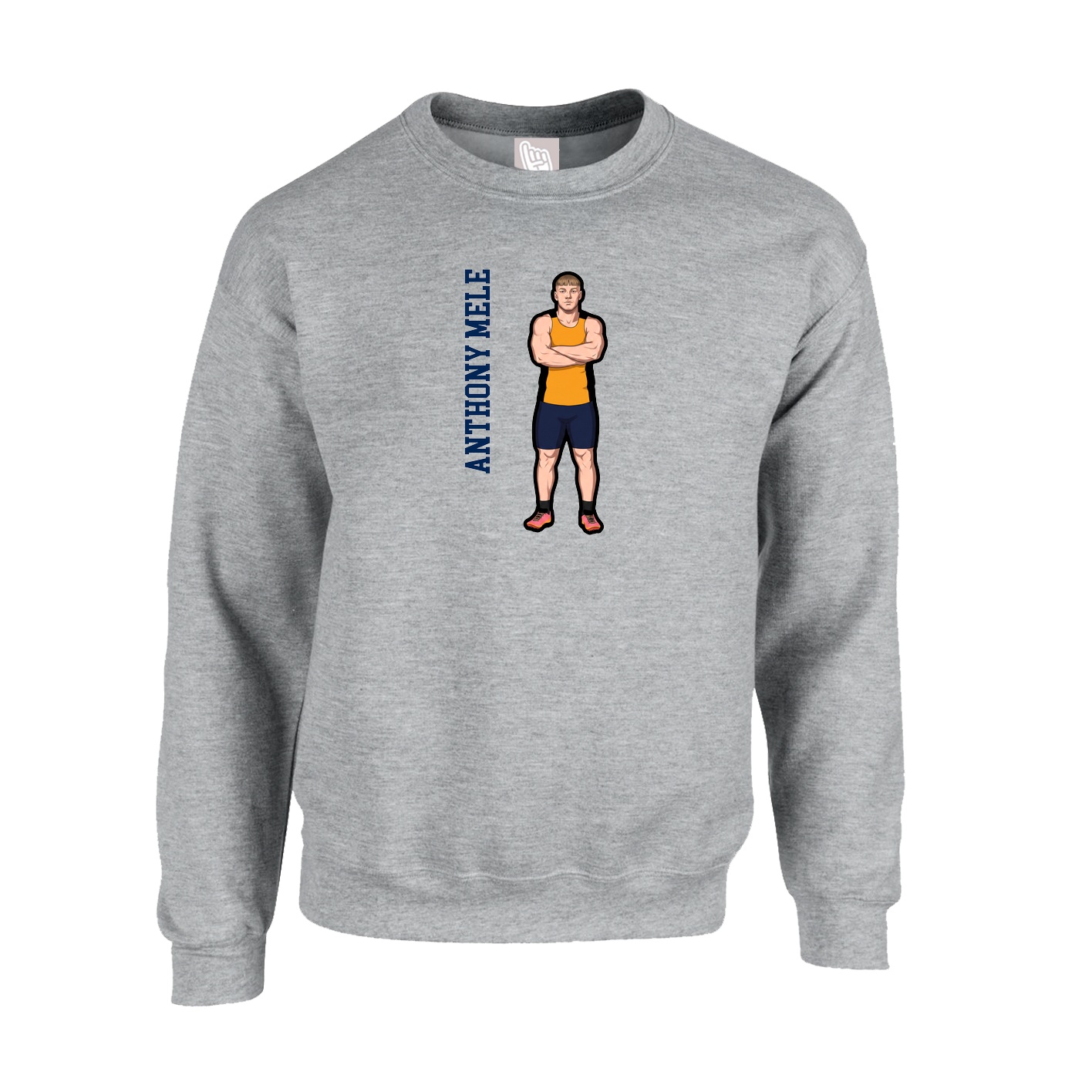 Fleece Crew — Name Vertical in Grey