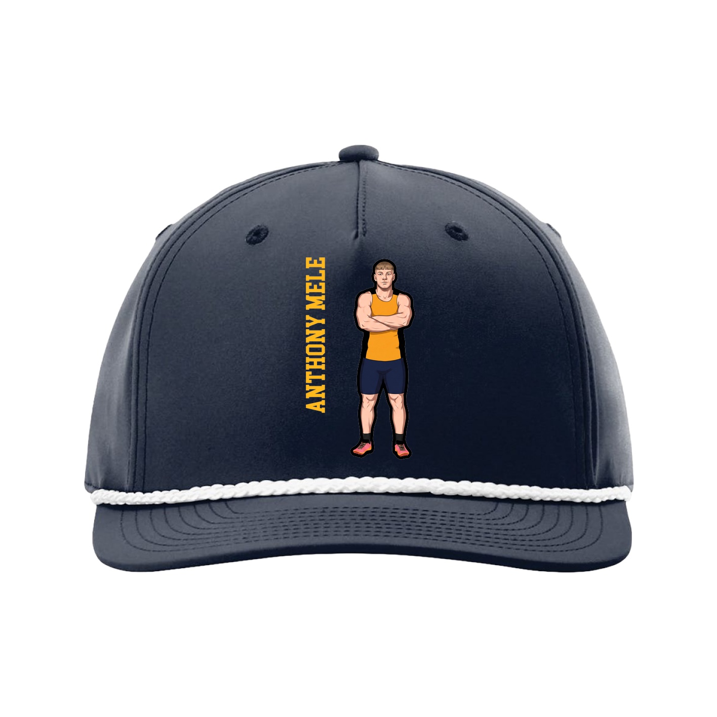 Five-Panel Classic Rope Cap — Name Vertical in Navy