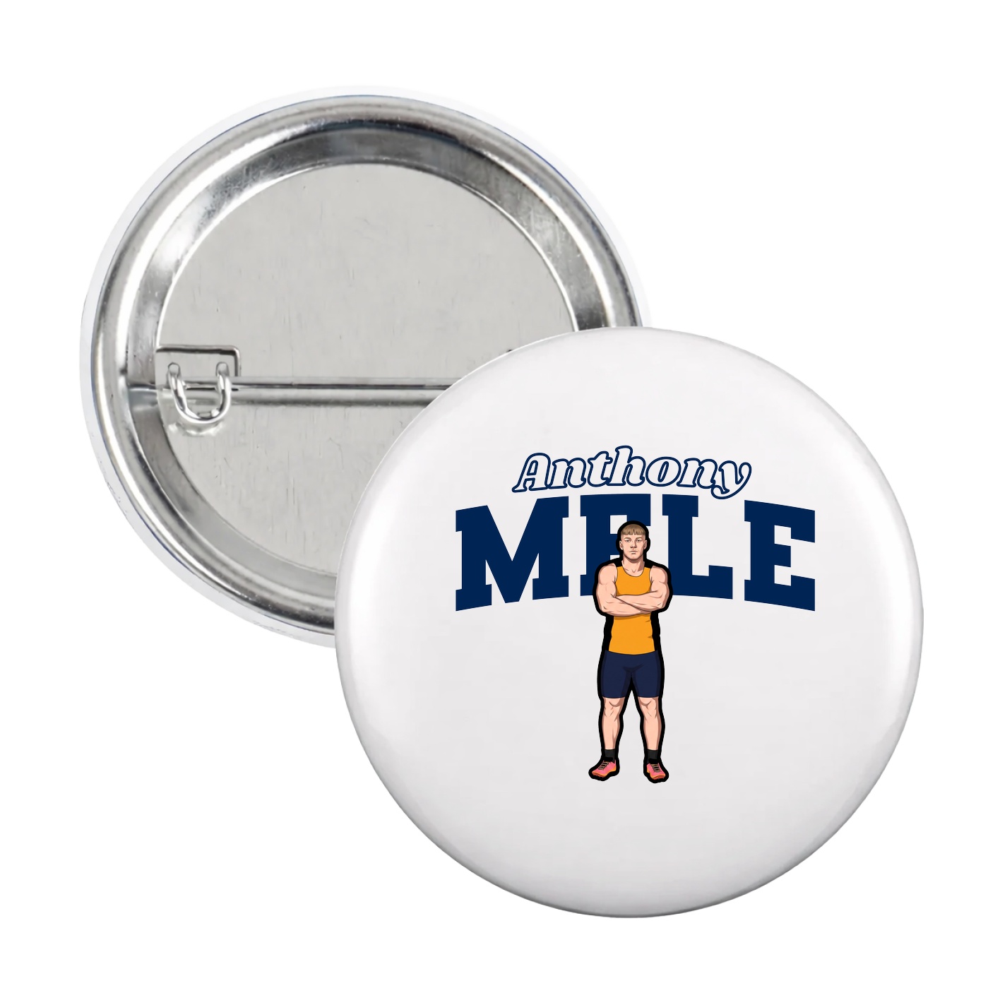 Game Day Button — Name Arch in White