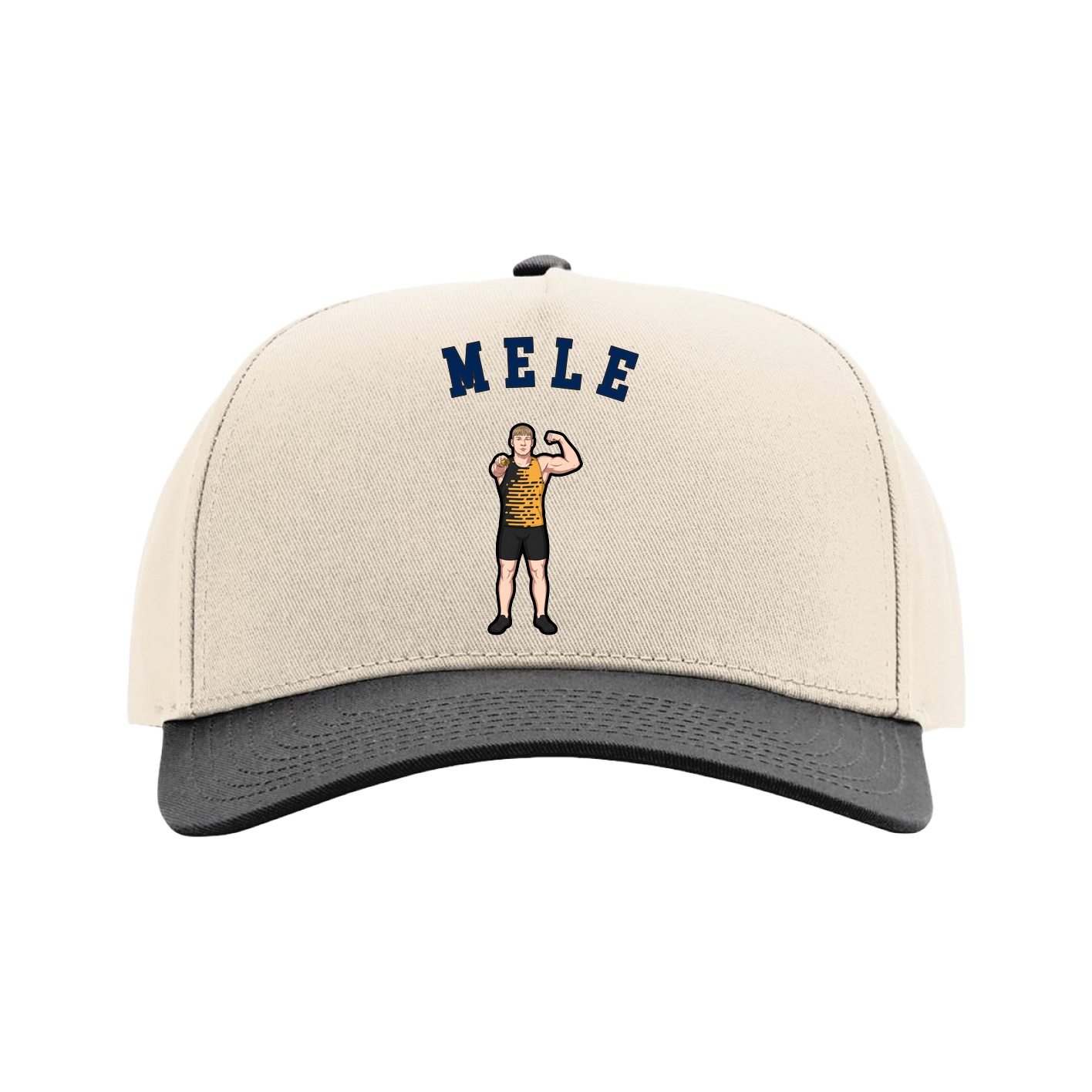 Full Fabric Five-Panel Champ Cap — Shirsey Arch in Cream/Black