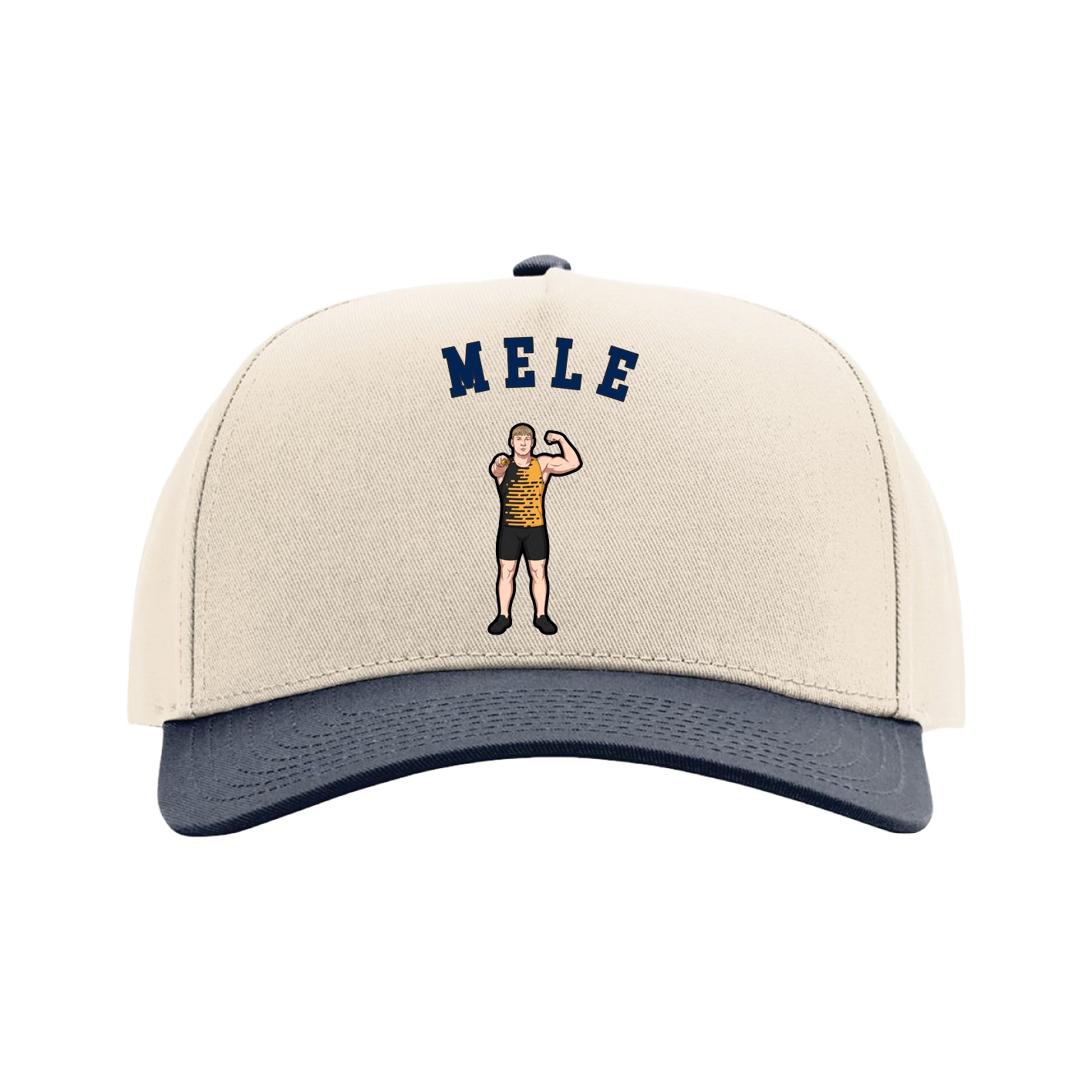 Full Fabric Five-Panel Champ Cap — Shirsey Arch in Cream/Navy