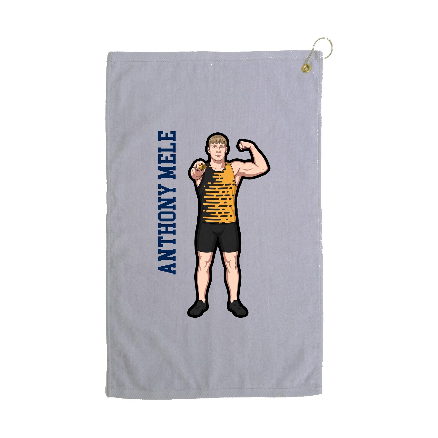 Golf Towel — Name Vertical in Grey