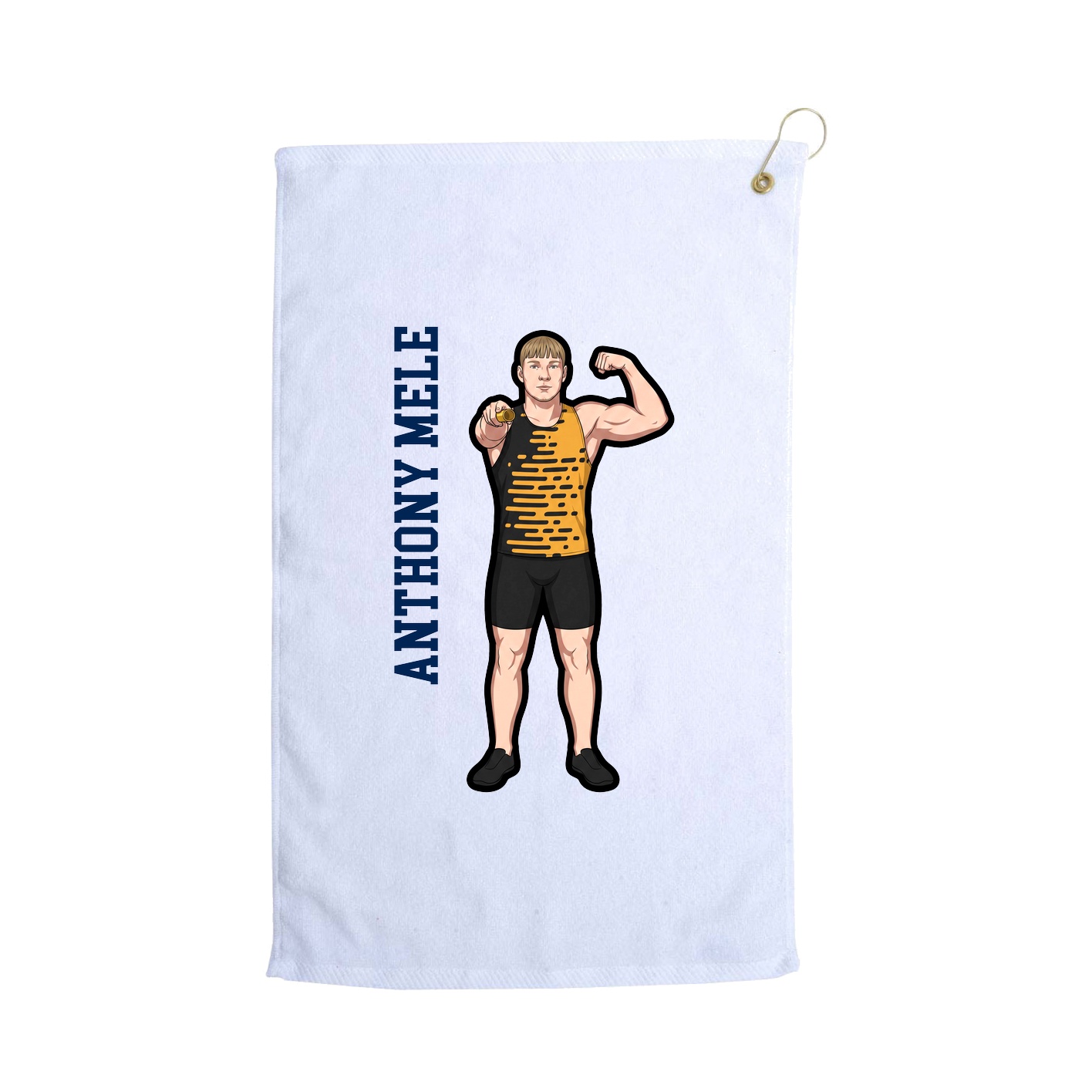 Golf Towel — Name Vertical in White