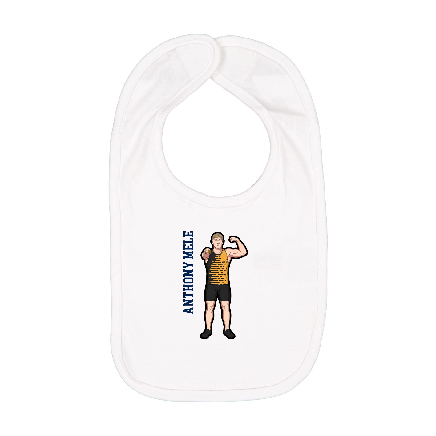 Infant Bib — Name Vertical in White
