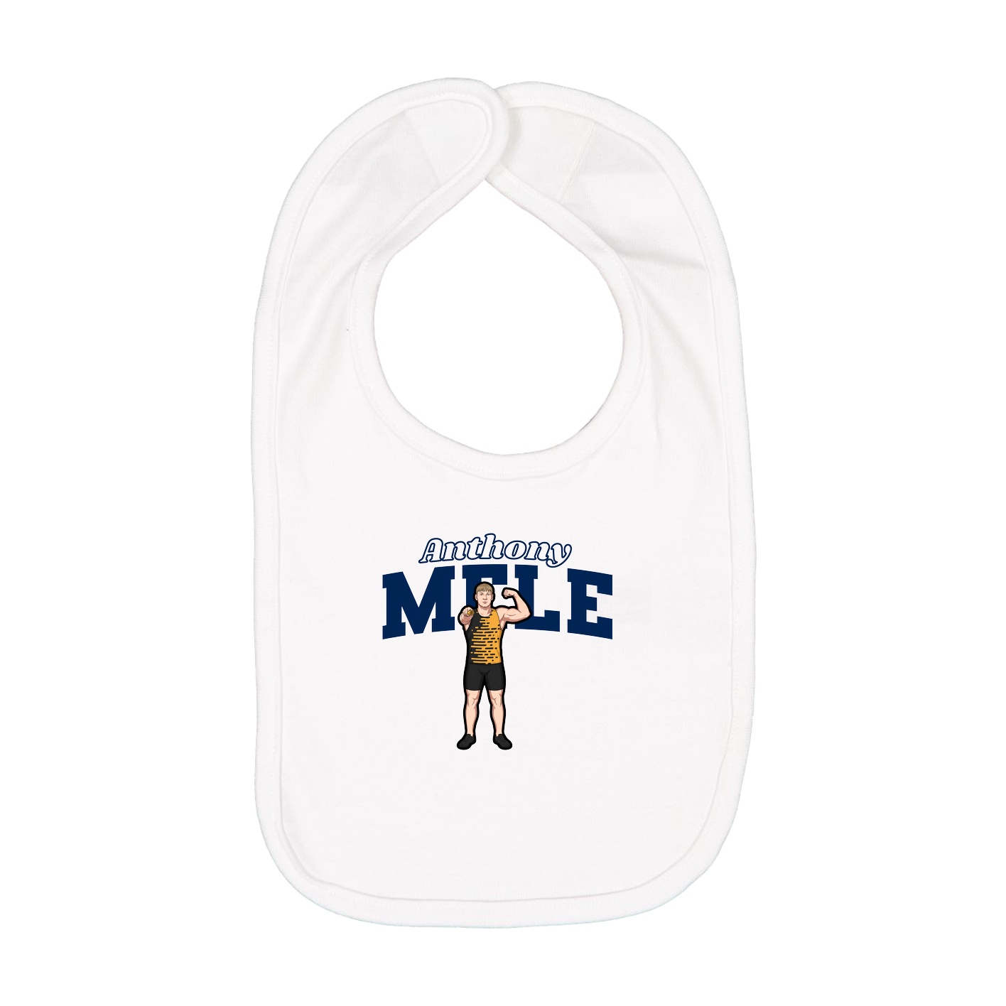 Infant Bib — Name Arch in White