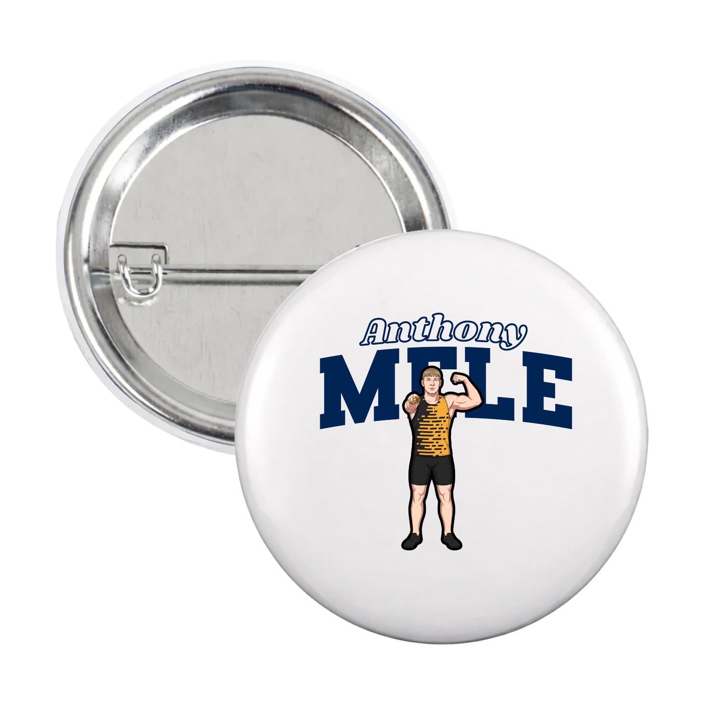 Game Day Button — Name Arch in White
