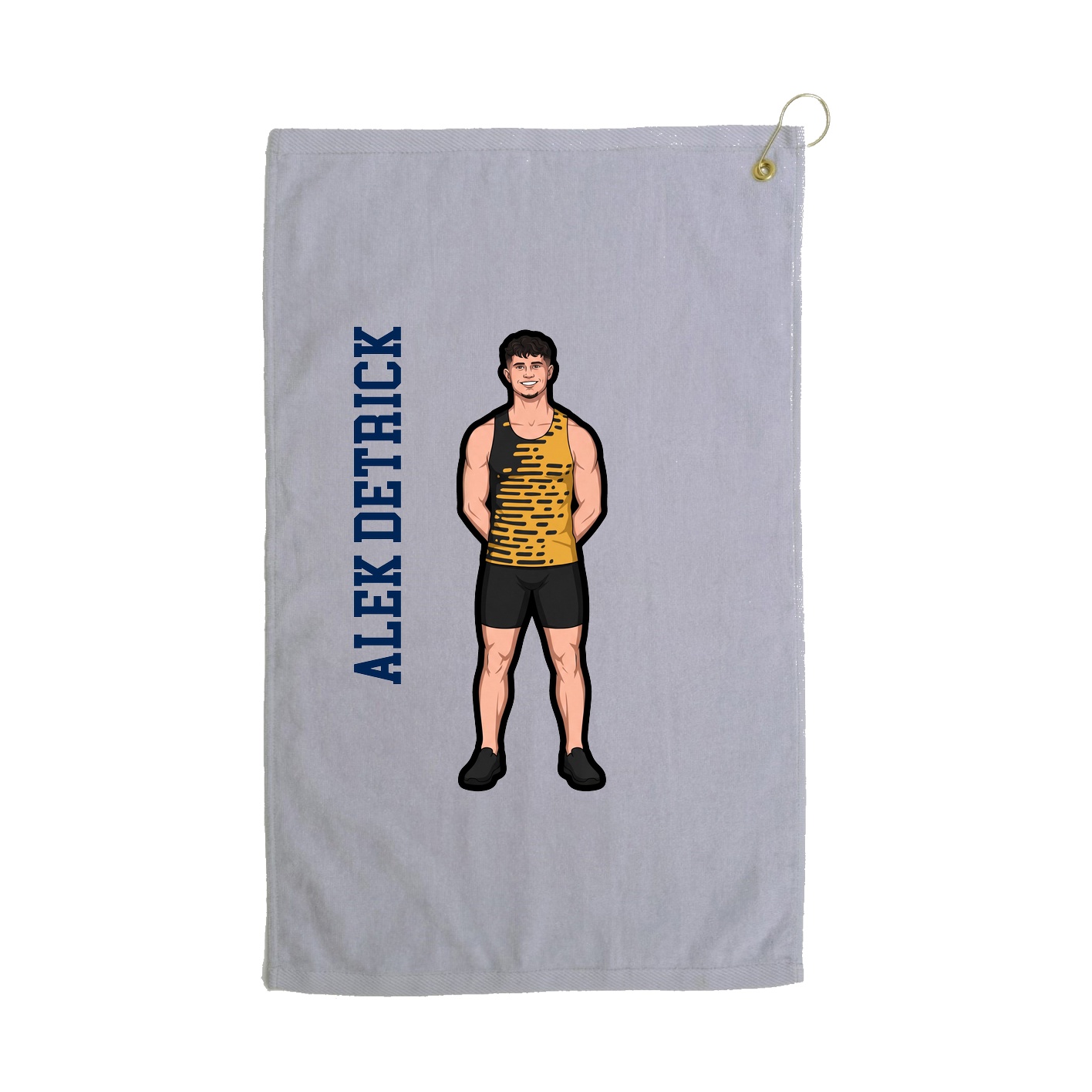 Golf Towel — Name Vertical in Grey