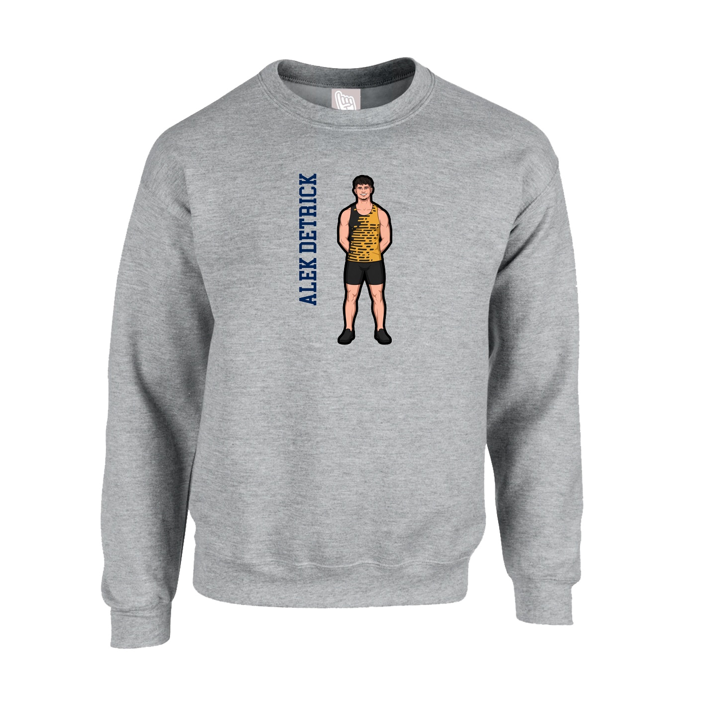 Fleece Crew — Name Vertical in Grey