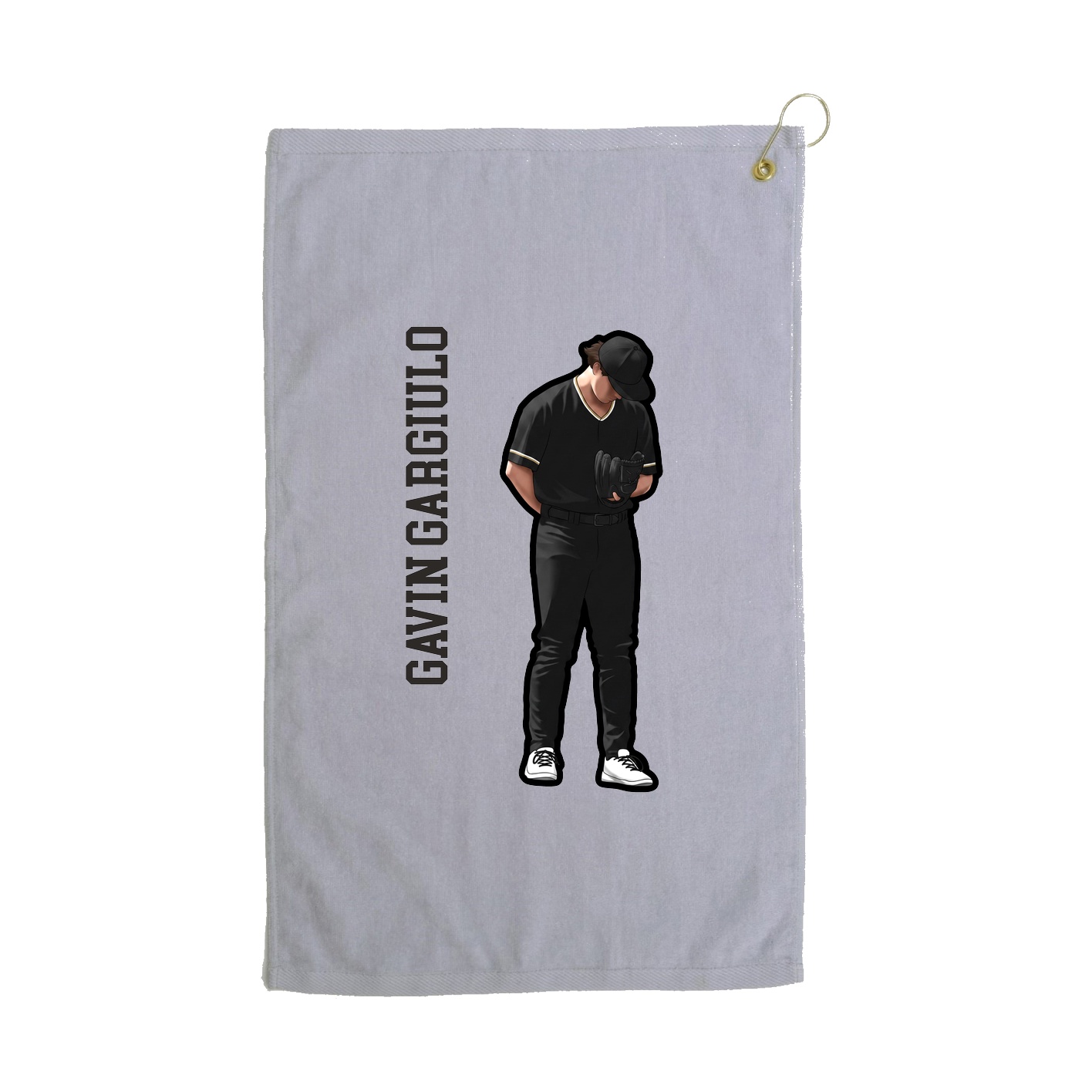 Golf Towel — Name Vertical in Grey